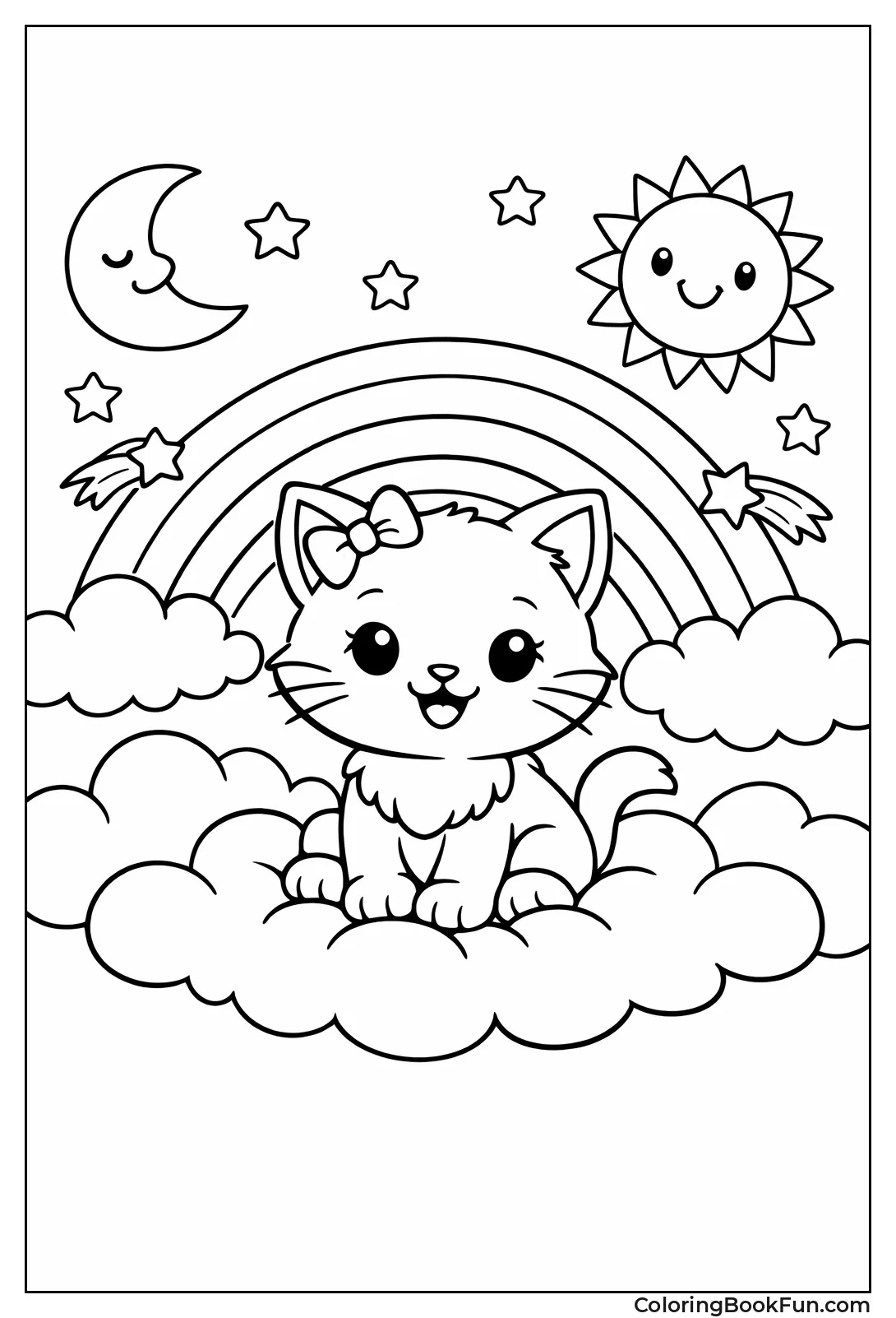 Kitten on Rainbow Clouds