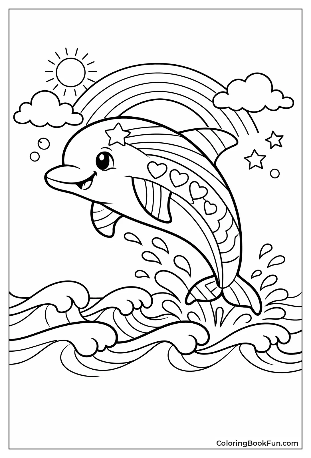 Rainbow Dolphin Leaping Waves