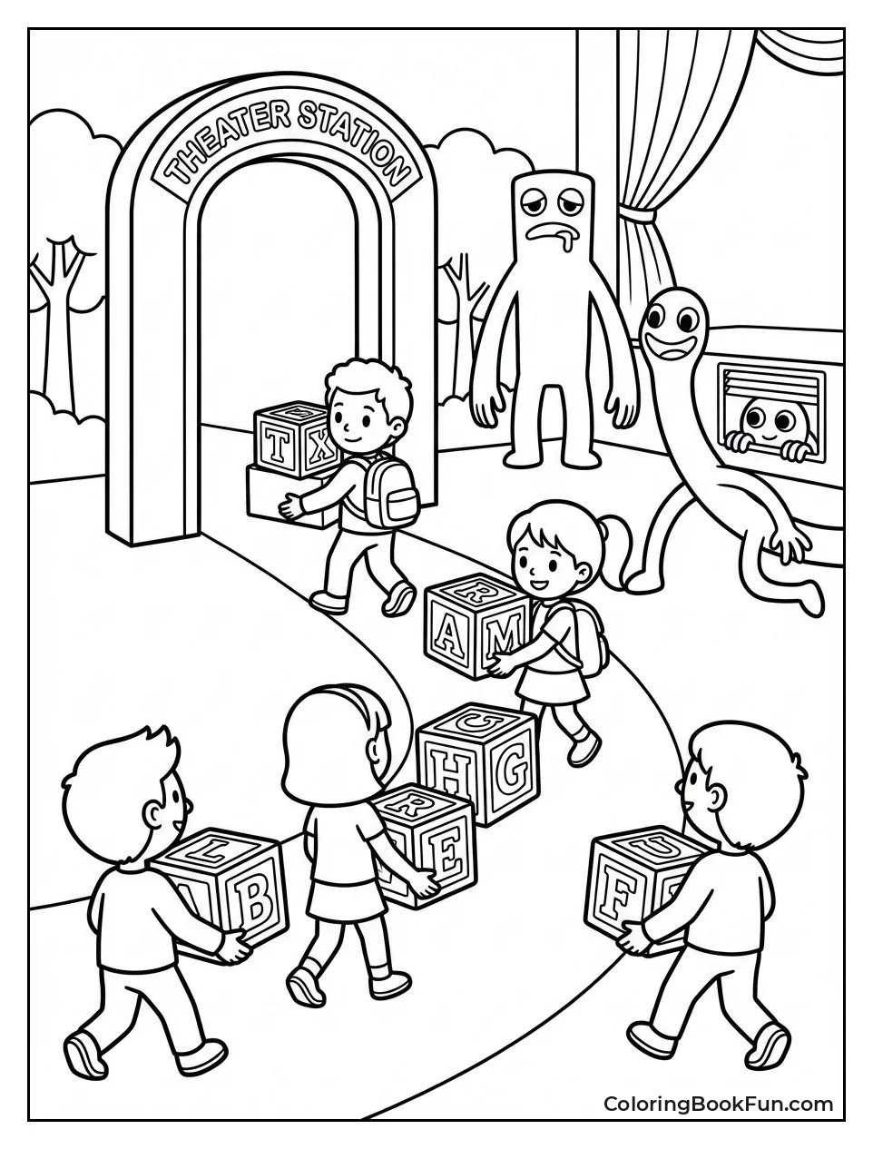 Carrying Giant Letter Blocks