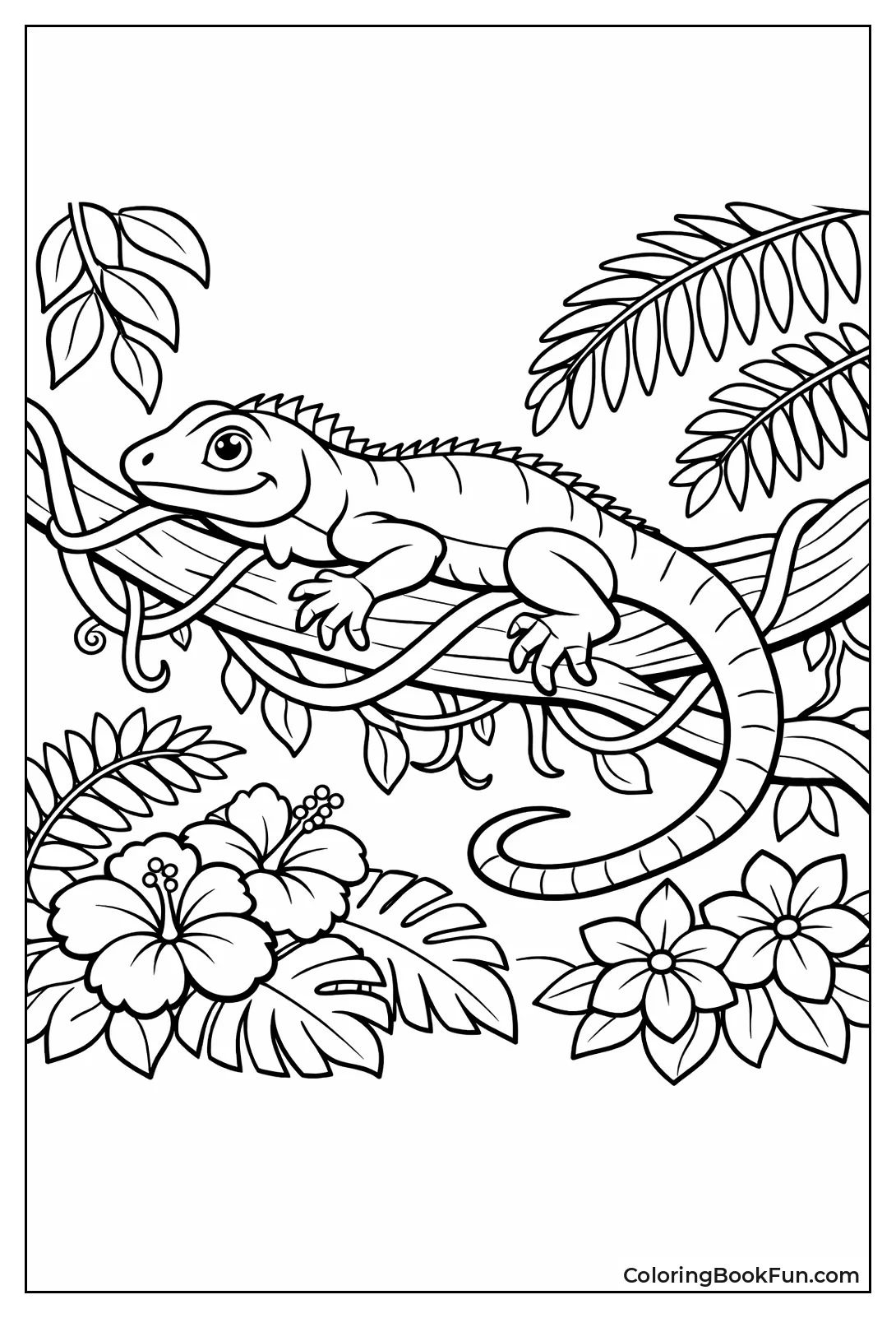 Lizard Hangs on Rainforest Vines