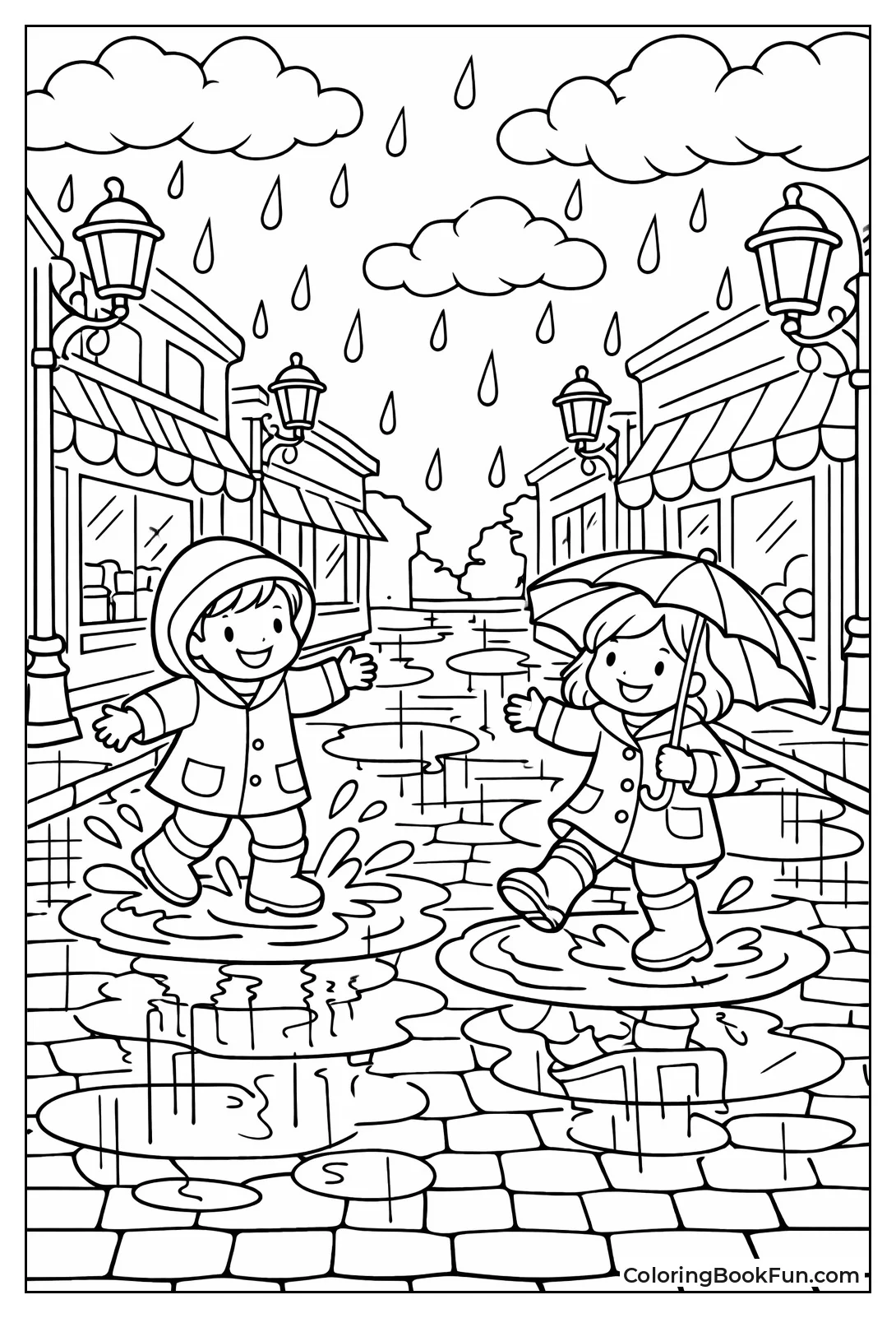 Rainy City Street Reflections