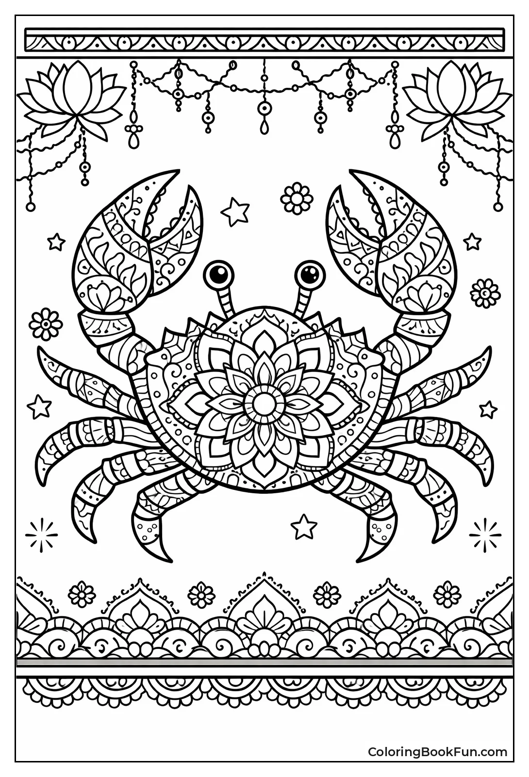 Rangoli Crab with Patterns