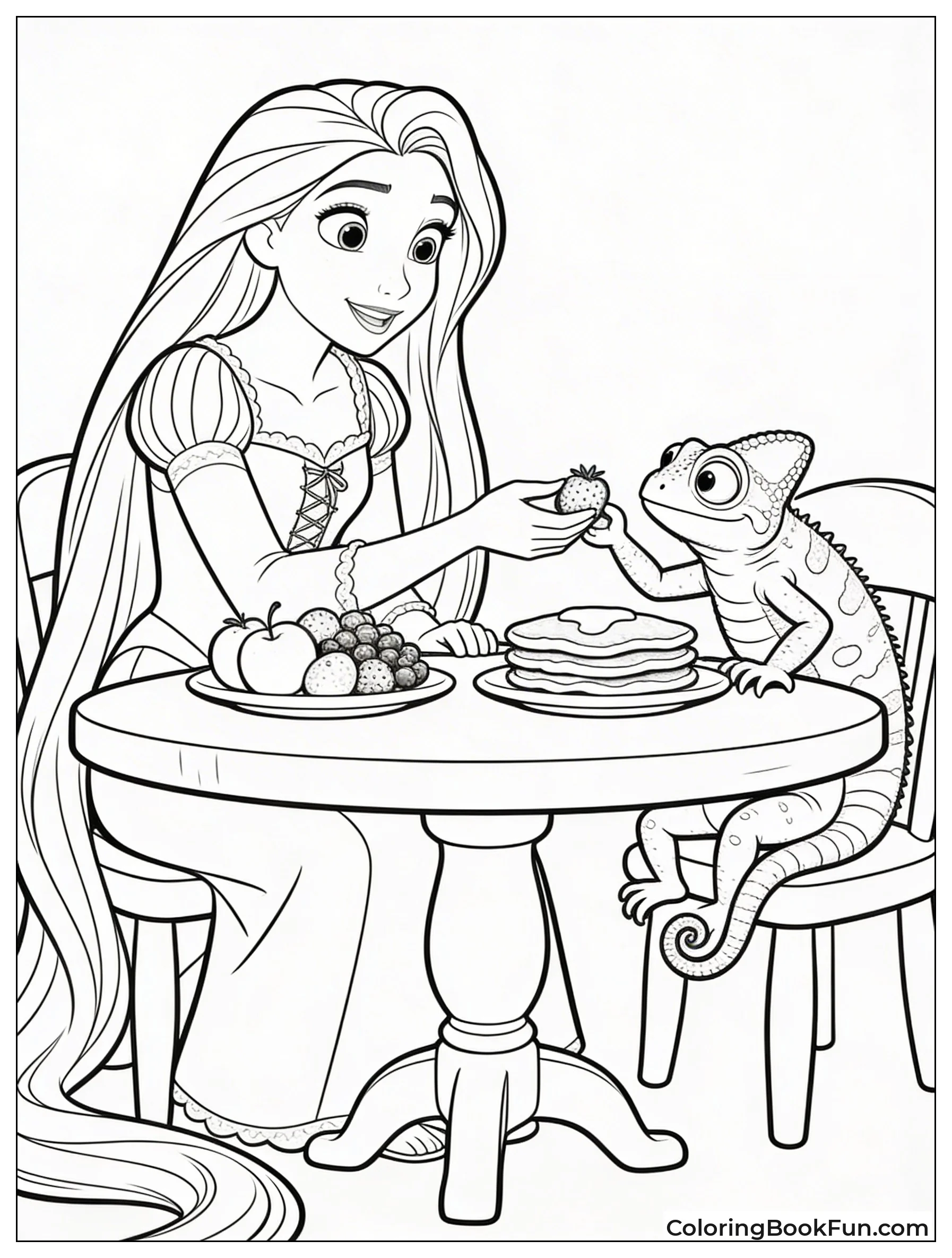 Rapunzel Shares Breakfast with Pascal