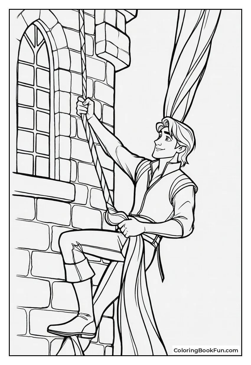 Flynn Climbs Tower with Hair