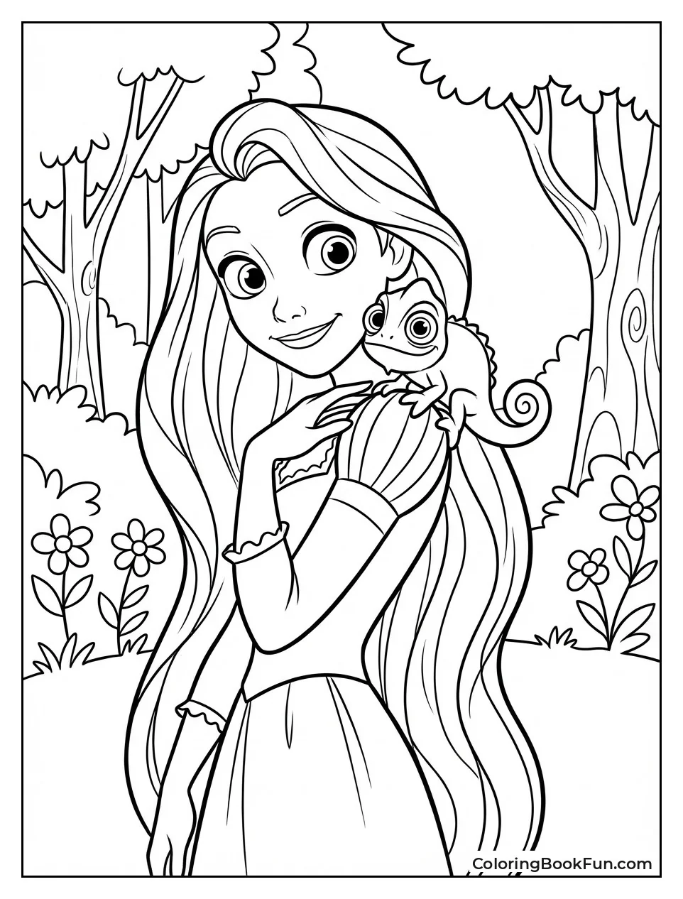 Rapunzel with Pascal Lizard