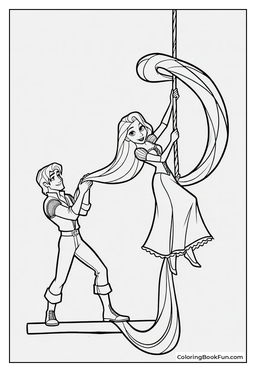 Rapunzel Swings from Tower