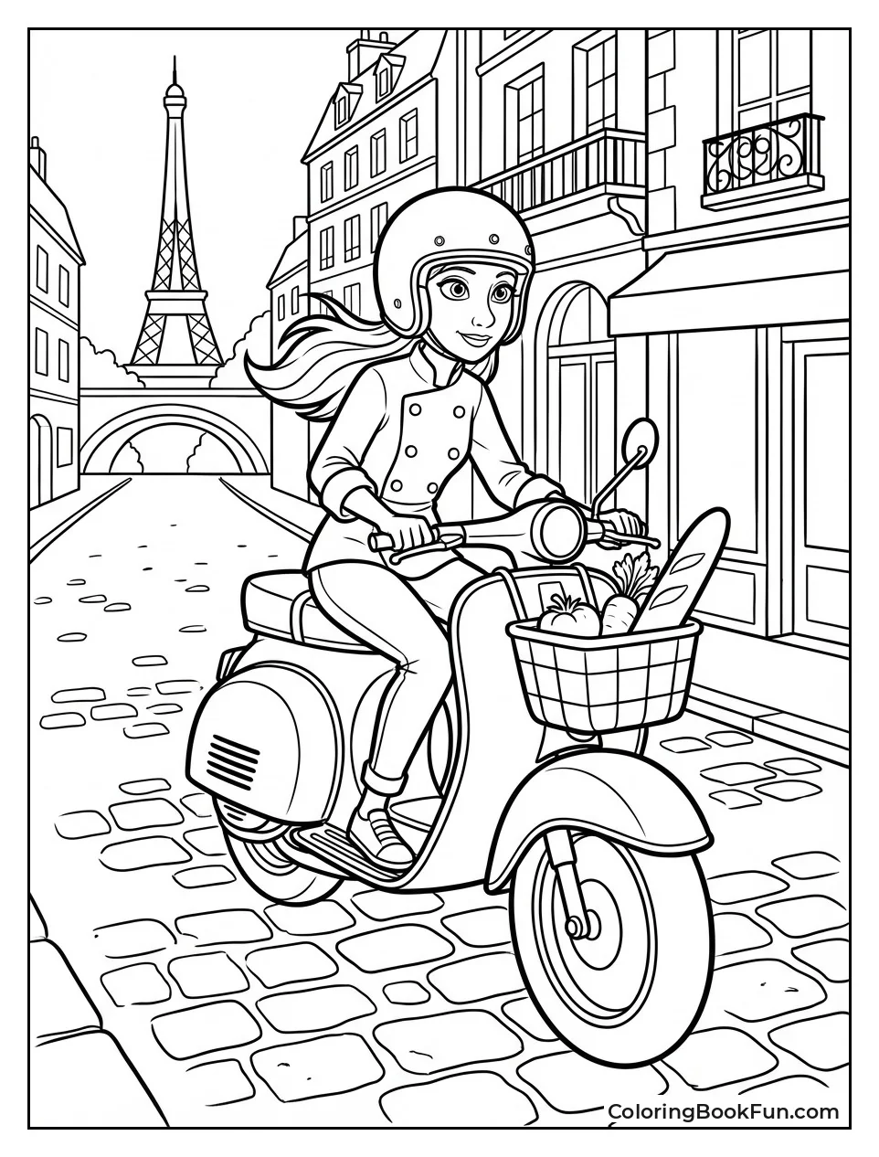 Colette Rides Motorcycle through Streets
