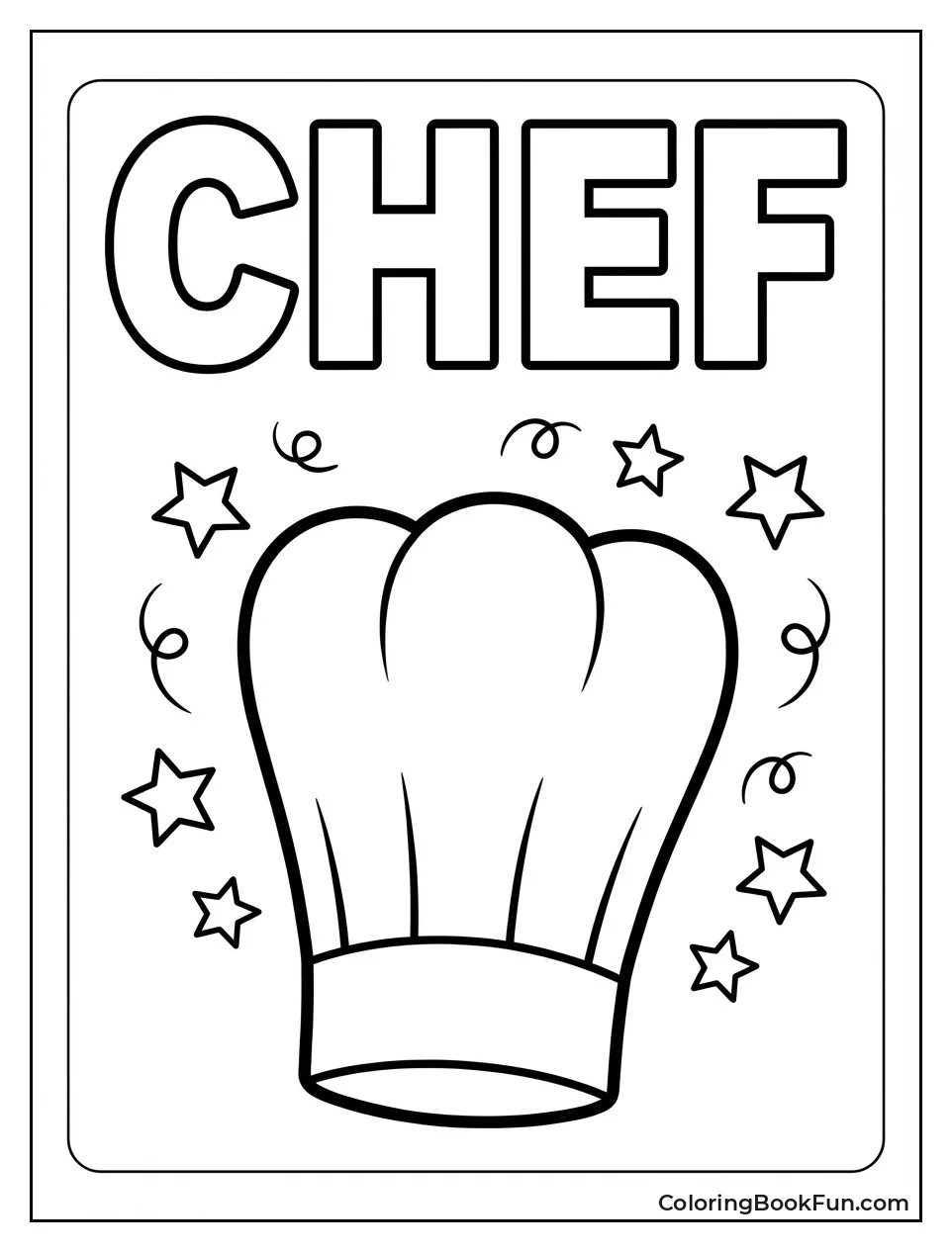 Tall White Chef Hat Stars