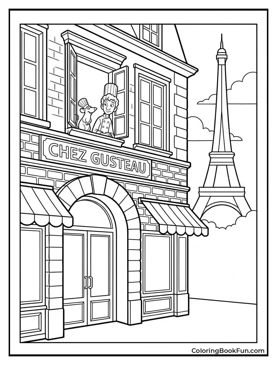 Gusteau's Restaurant with Eiffel Tower