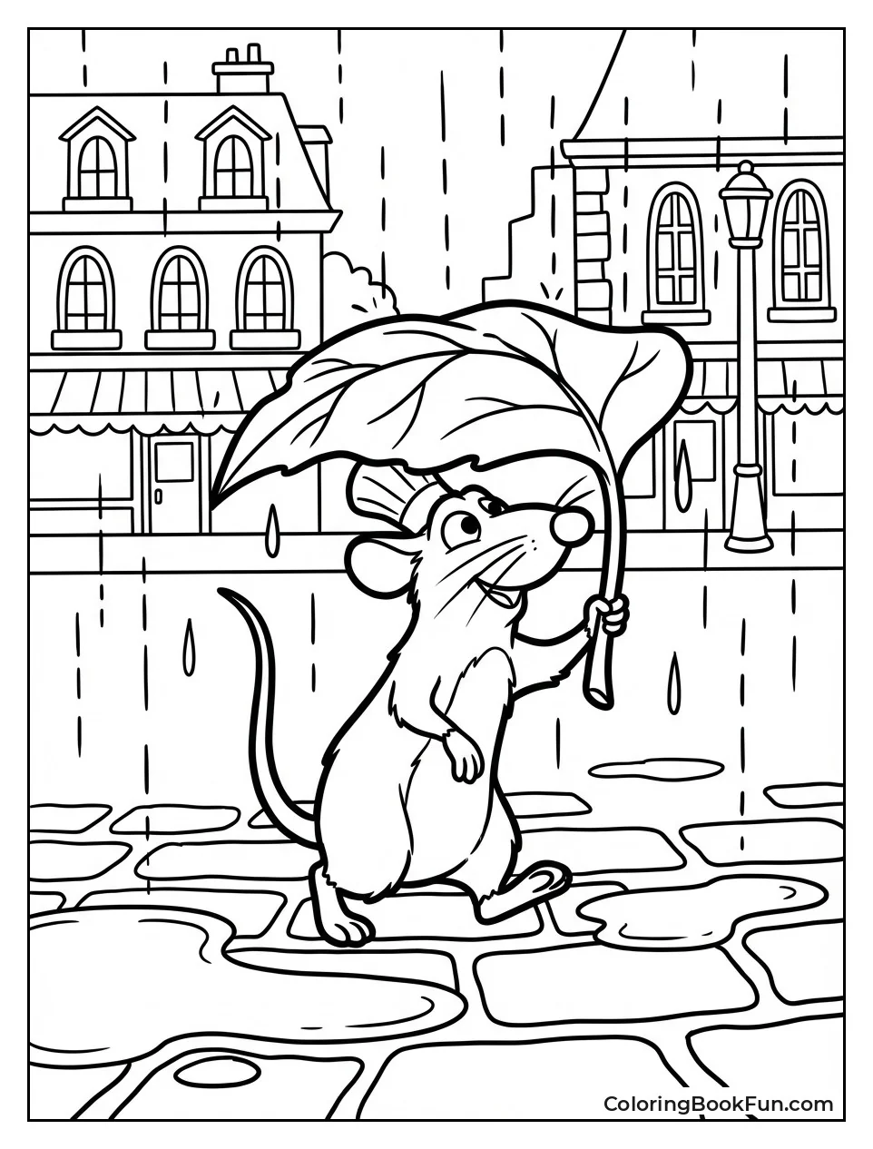 Remy Walks Rainy Street Umbrella