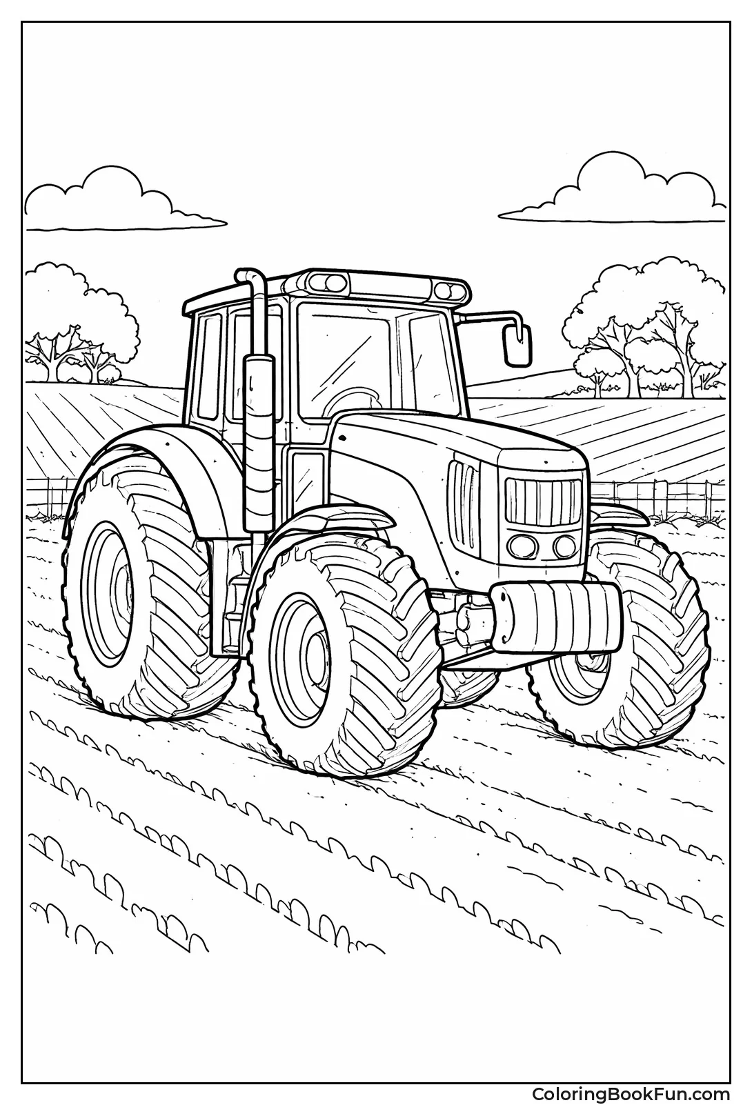 Realistic Tractor Farm Field