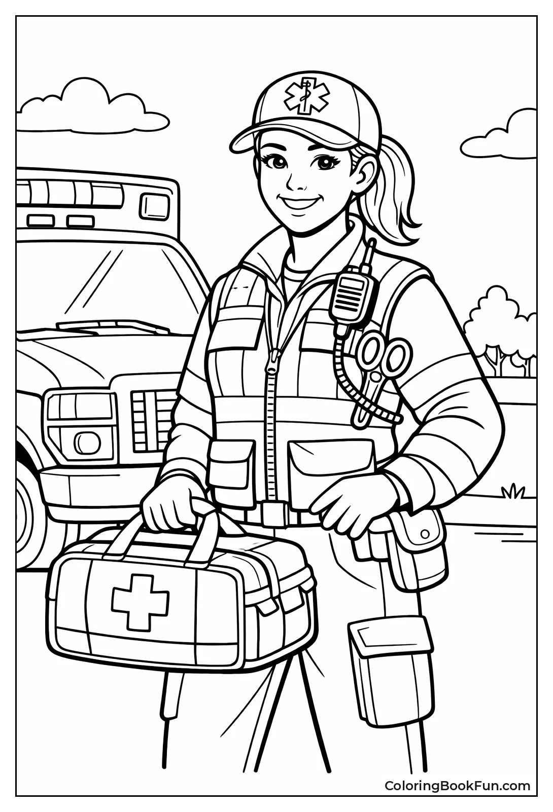 Female Paramedic Carries Gear