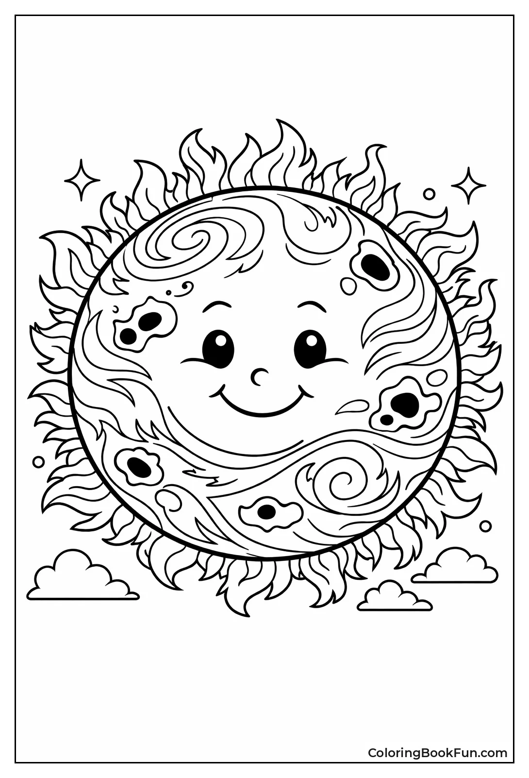 Fiery Sun with Plasma Swirls