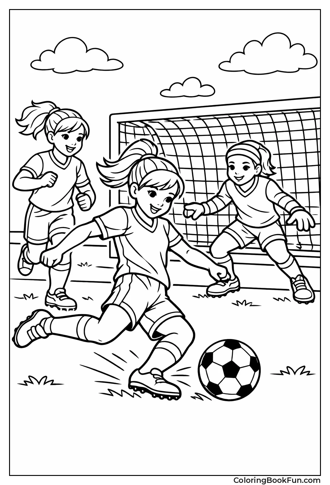 Realistic Girl Shooting Goal