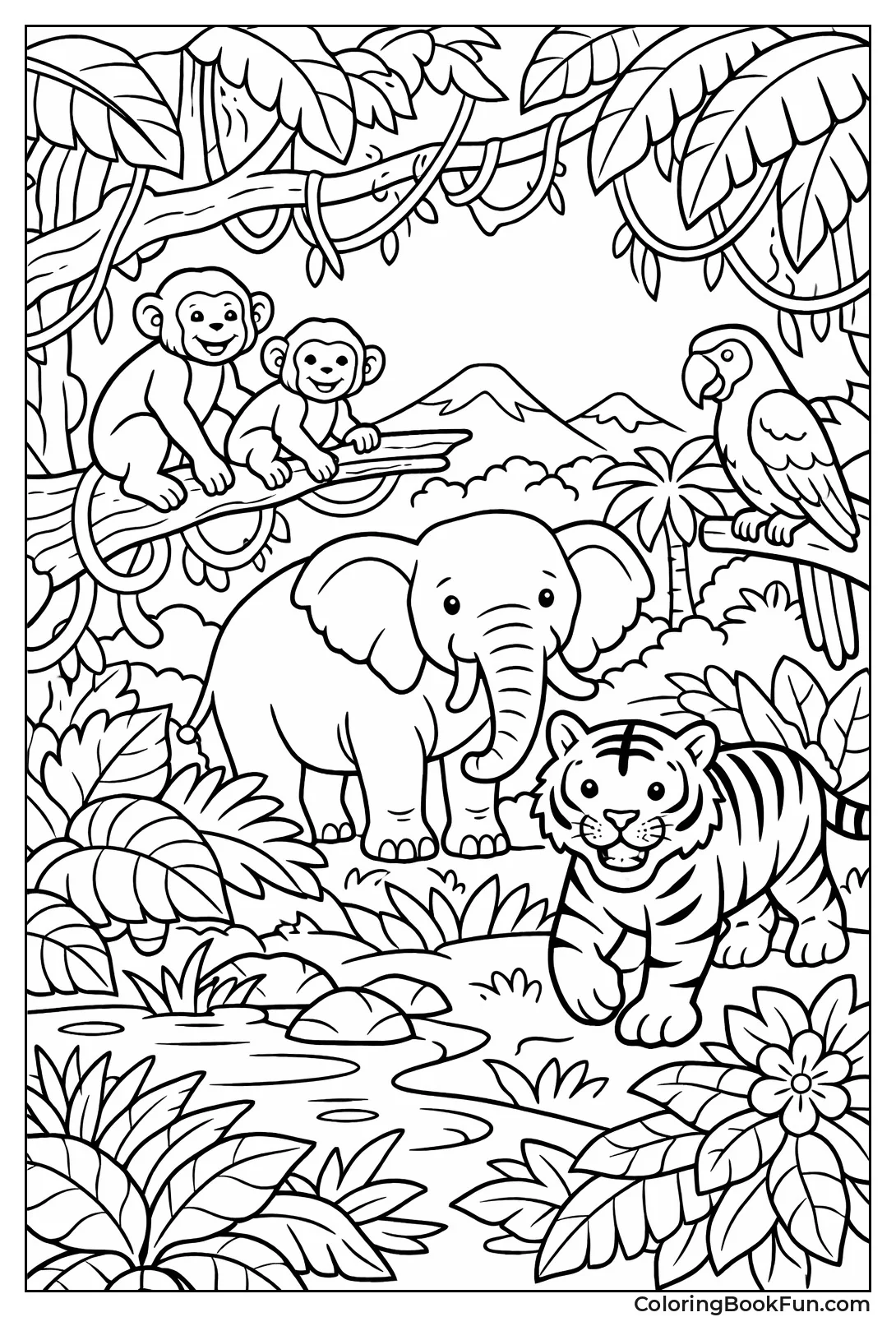 Realistic Jungle with Wildlife