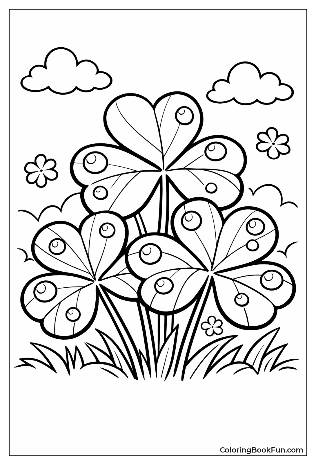 Dewy Shamrock Leaves