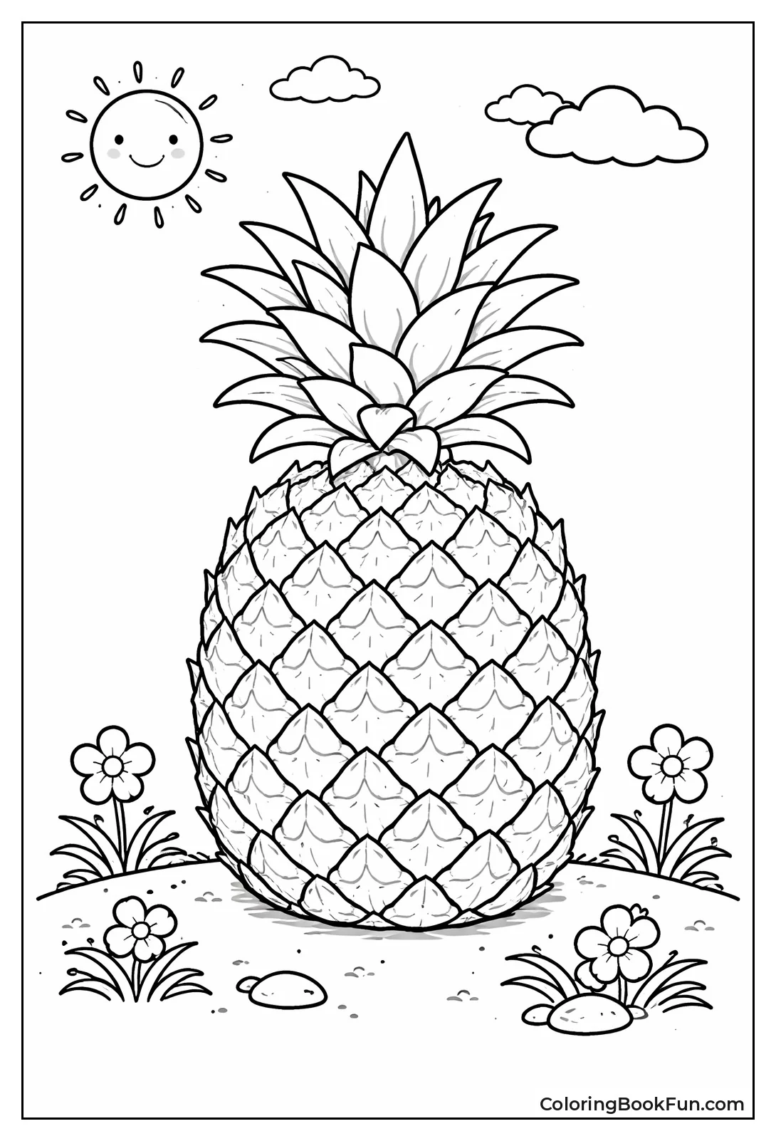 Realistic Pineapple with Crown