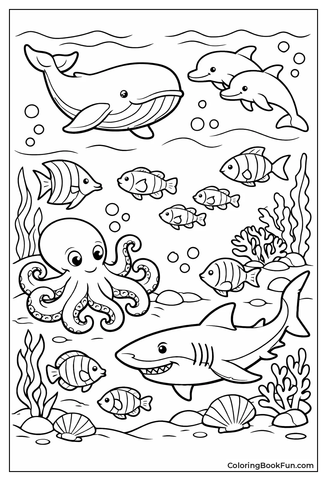 Realistic Sea Animals Swimming