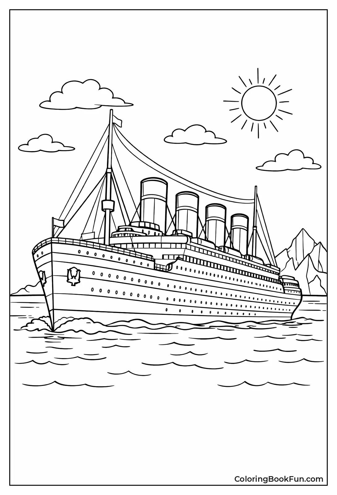 Realistic Titanic Ship Sails Calm Waters