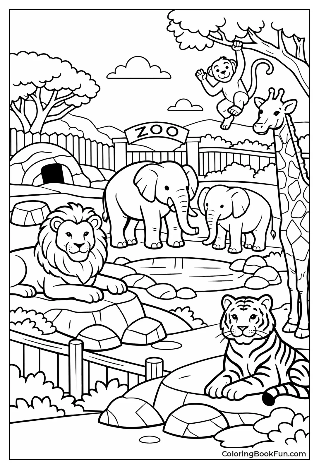 Realistic Lions Elephants Enclosures