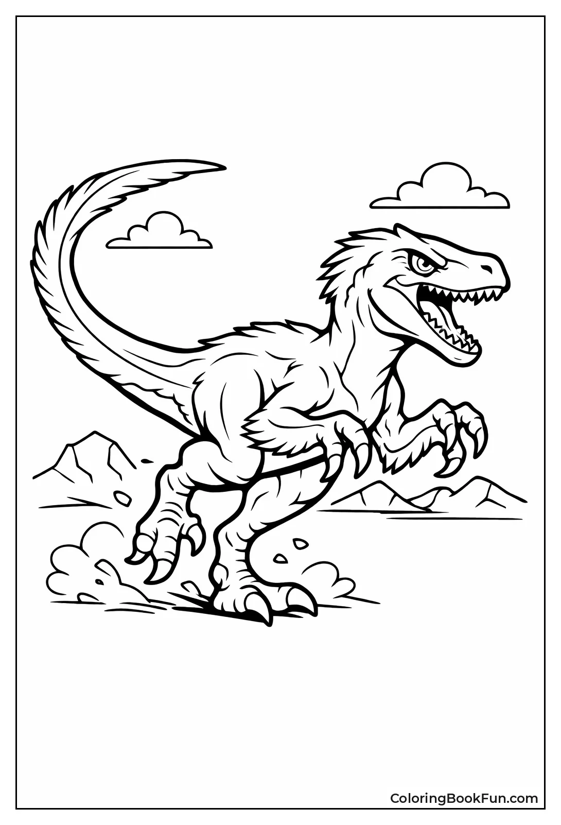 Sleek Velociraptor Leaps Dynamically