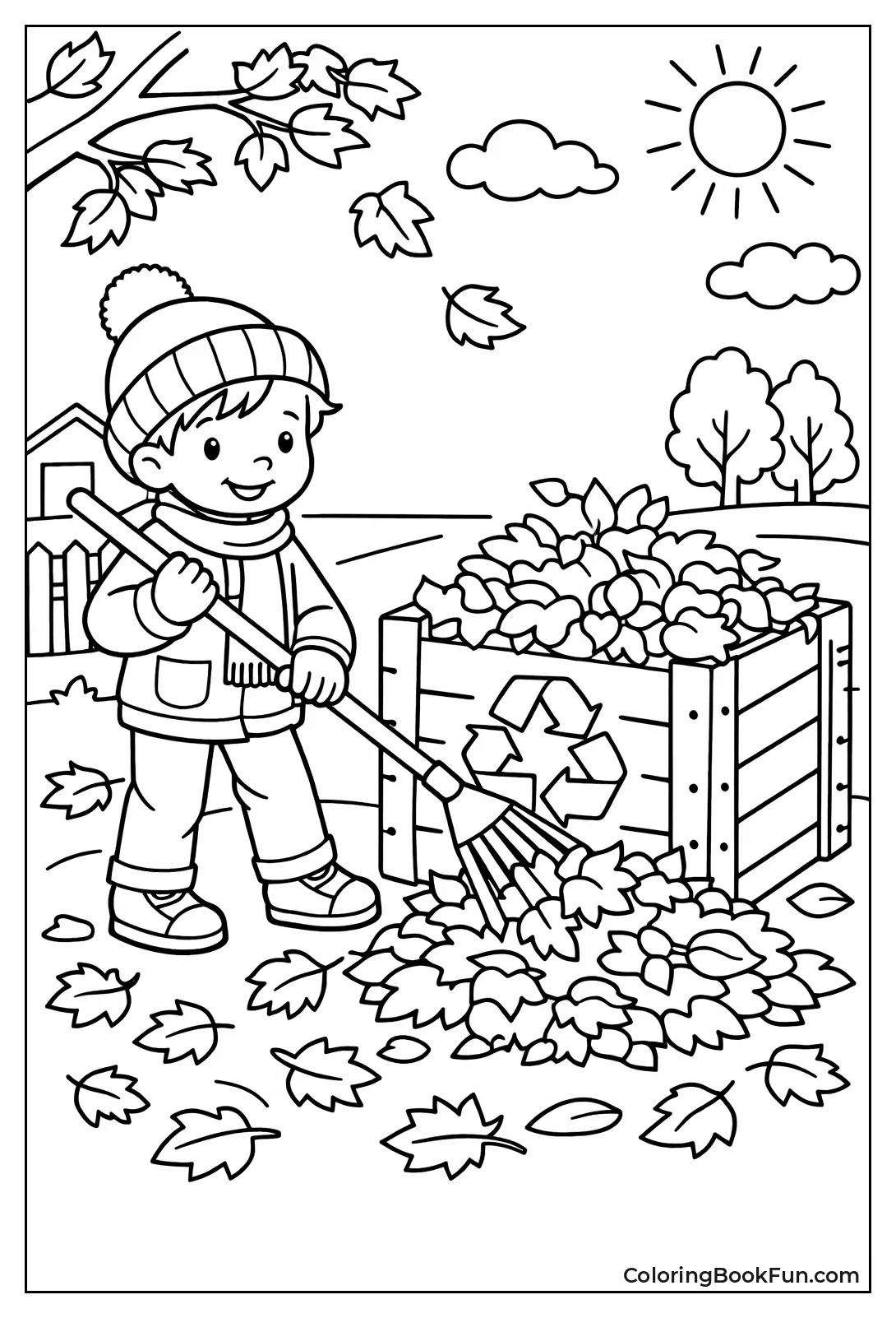 Raking Leaves into Compost Bin