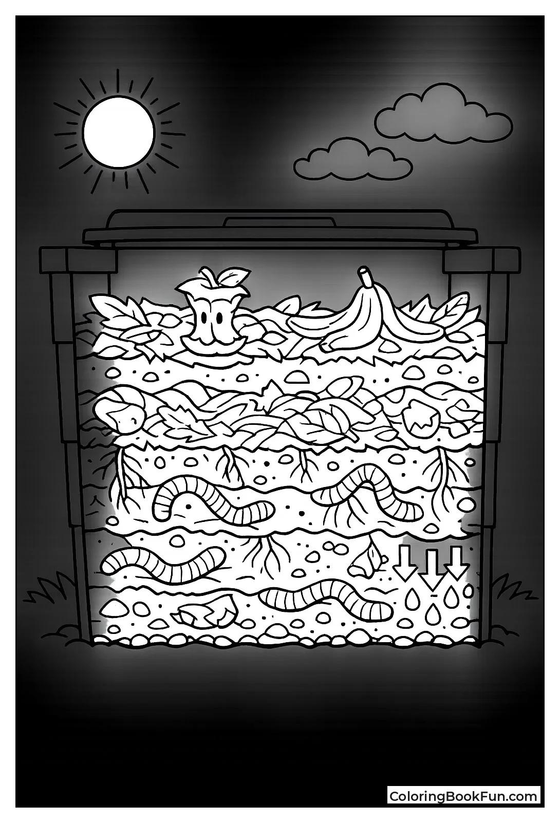 Worms Eating Compost in Bin