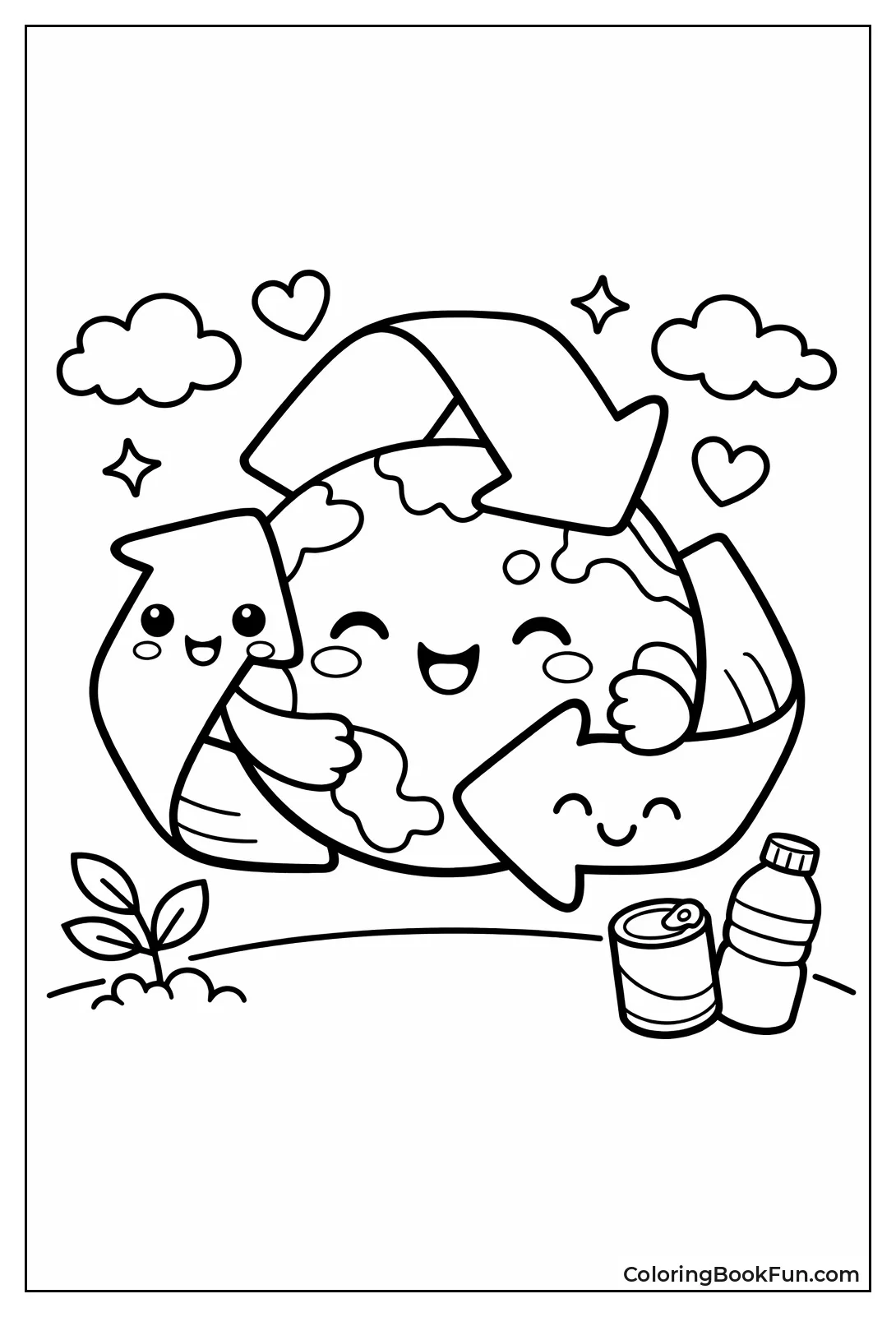 Kawaii Earth Hugged by Symbol