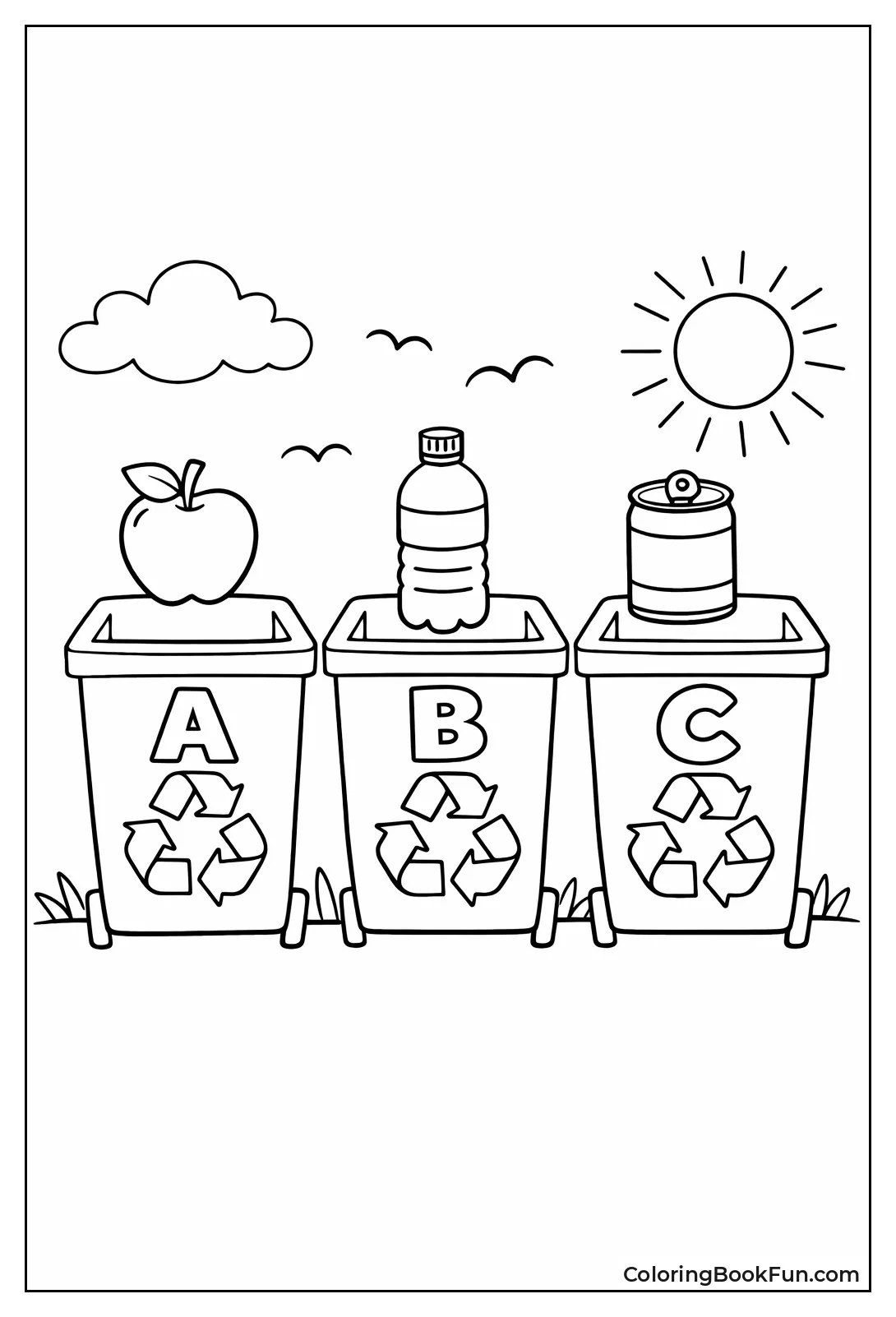 Sort Apple Bottle Can Bins