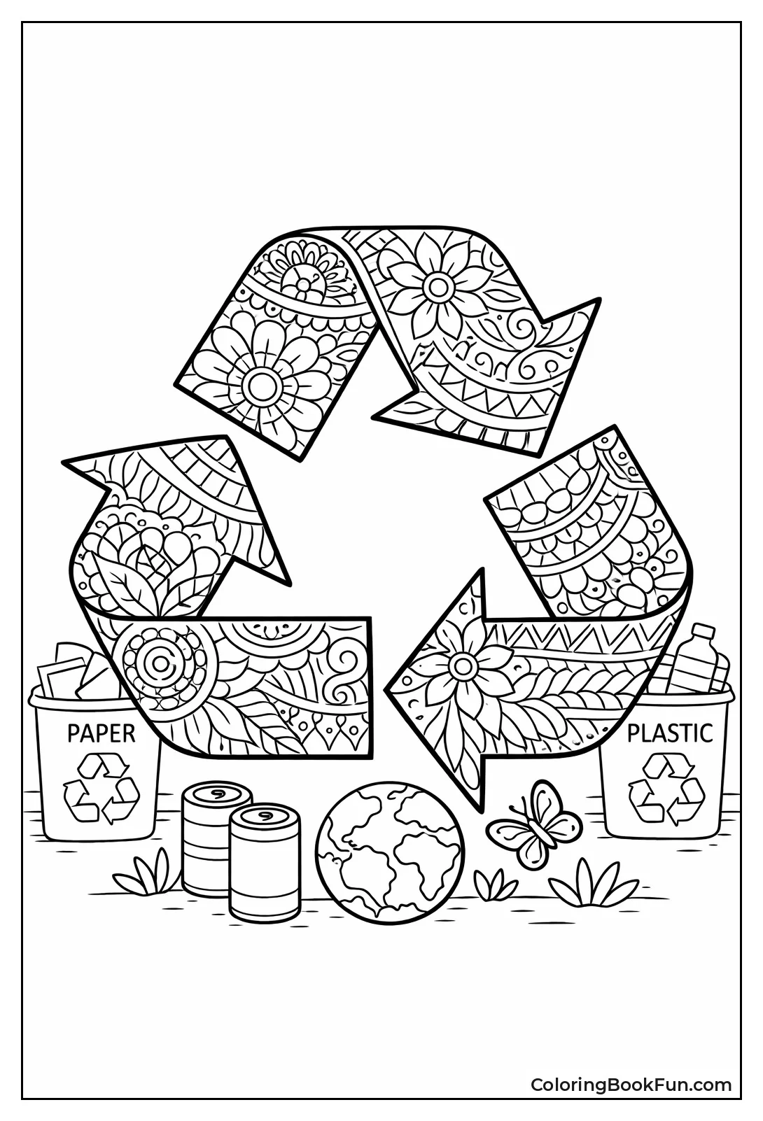 Mandala with Recycling Arrow Design