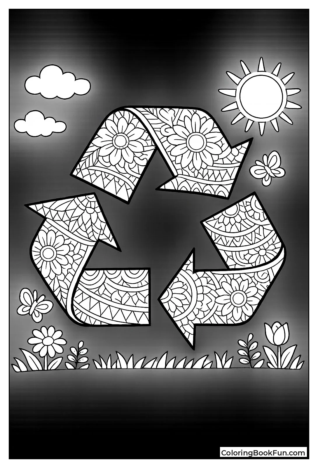 Mandala with Recycling Arrow Design