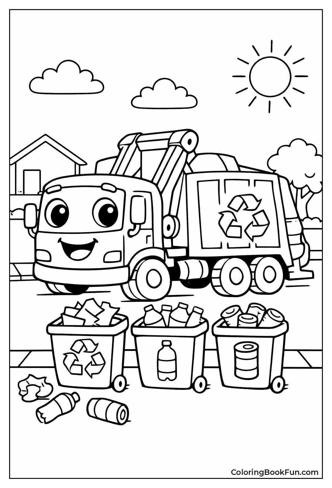 Truck Picking Up Recycling Bins