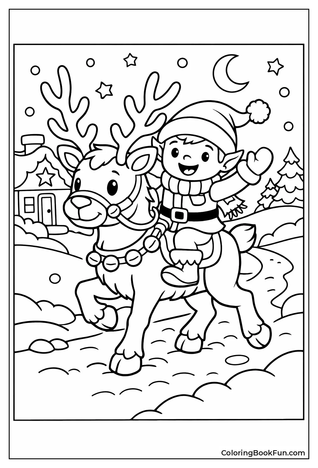 Elf Rides Friendly Reindeer