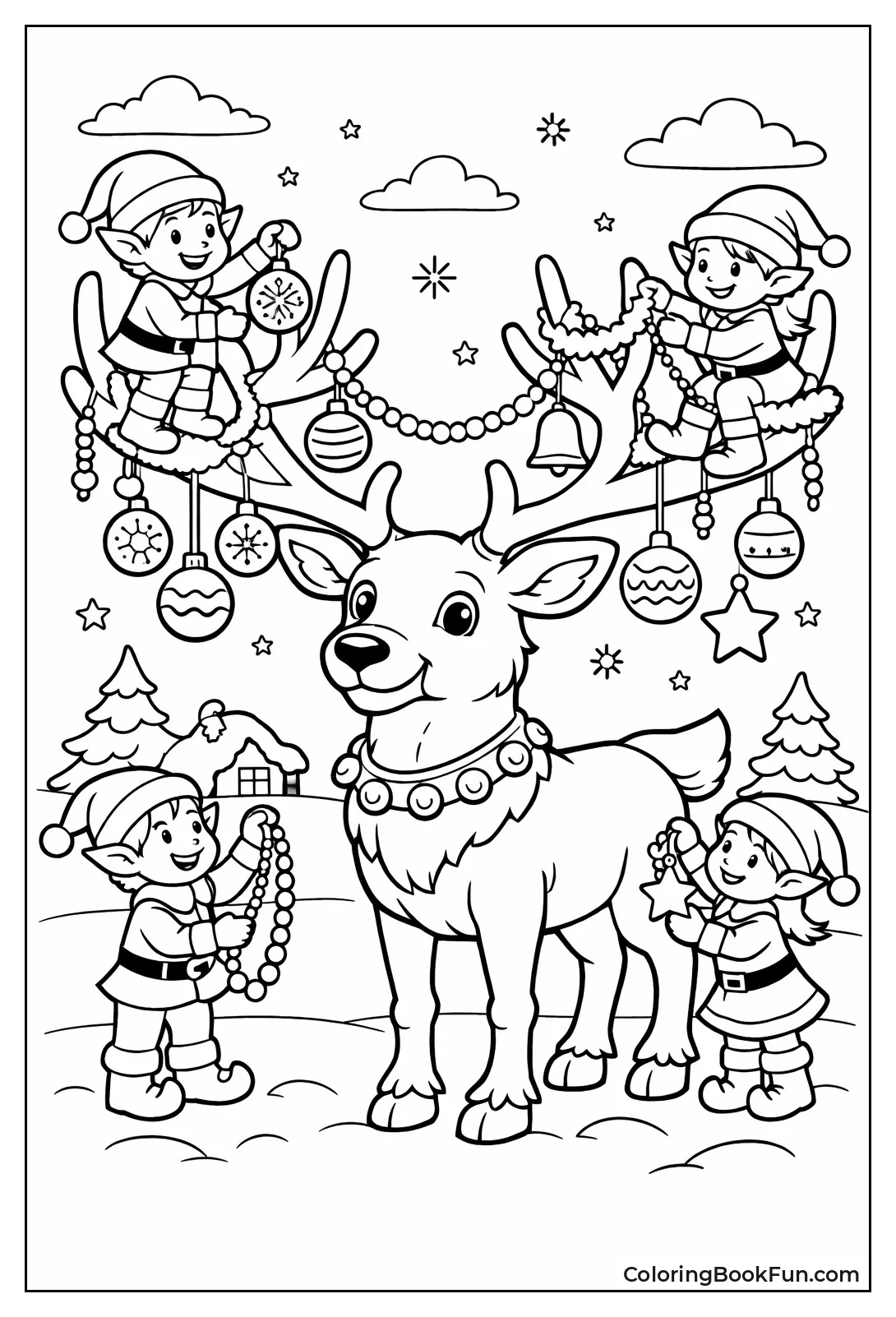Elves Decorate Reindeer Antlers