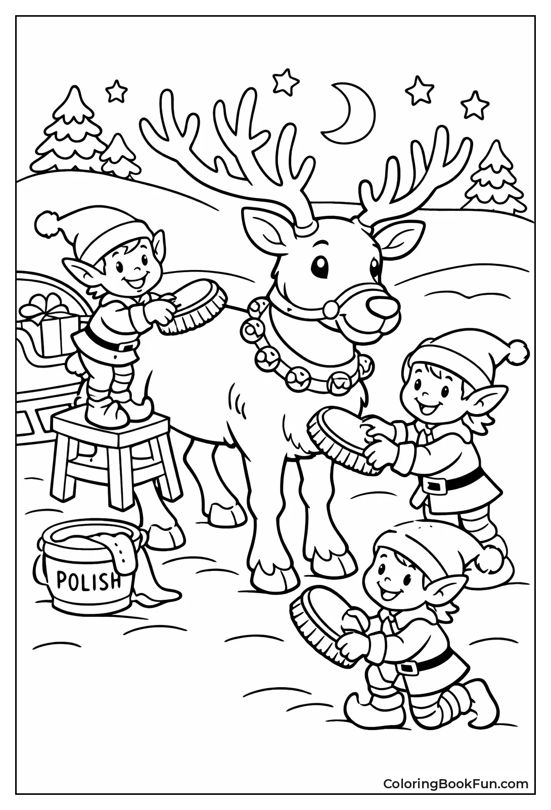 Elves Groom Shiny Reindeer