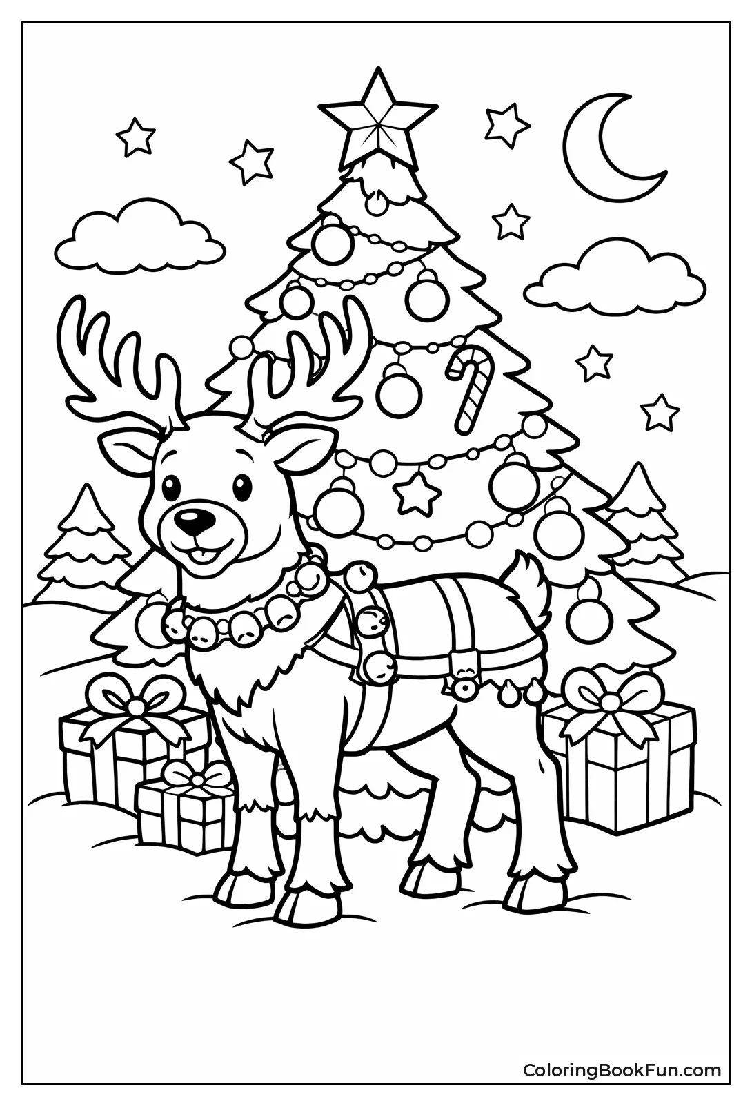 Reindeer by Christmas Tree