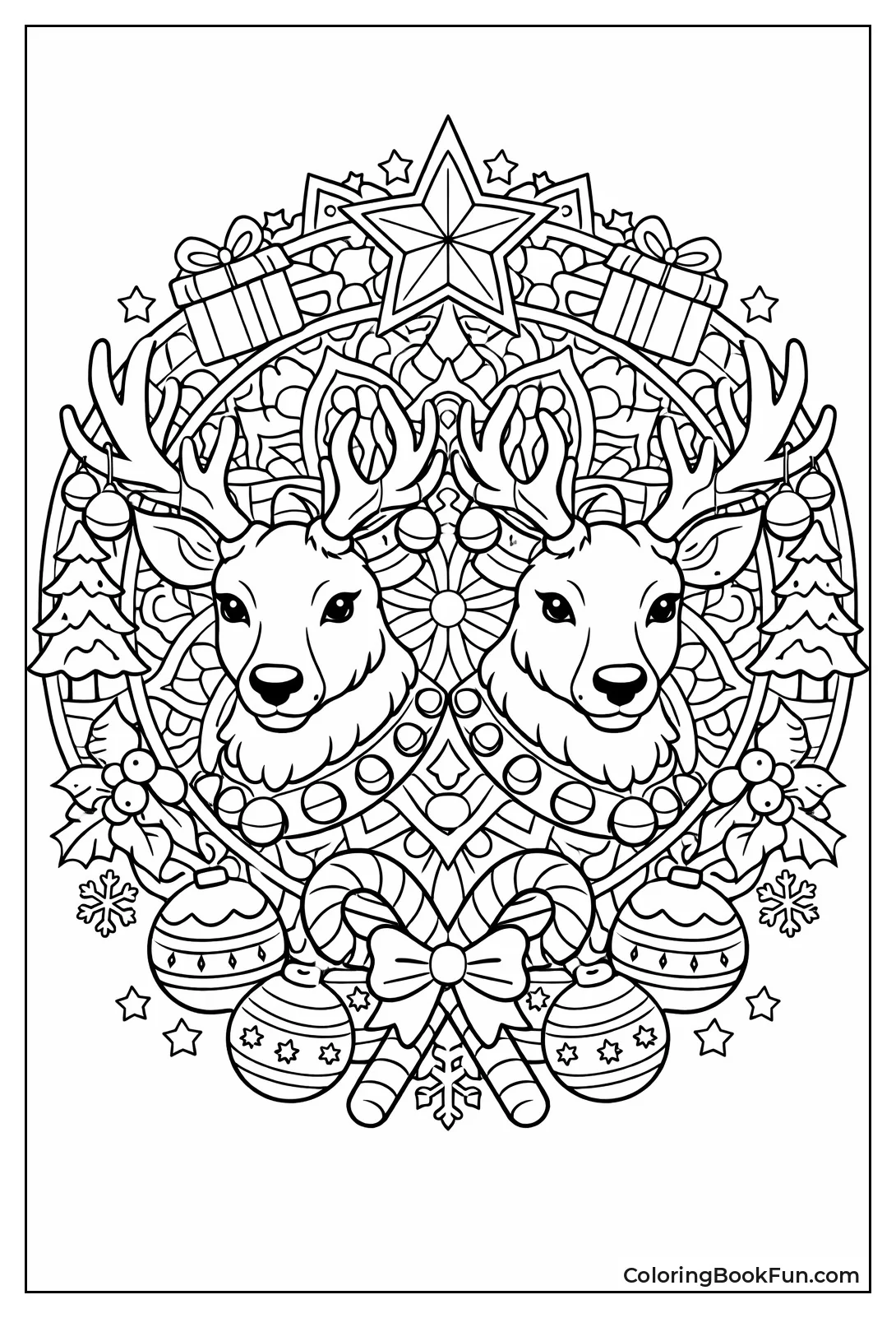 Reindeer Mandala with Holiday Patterns