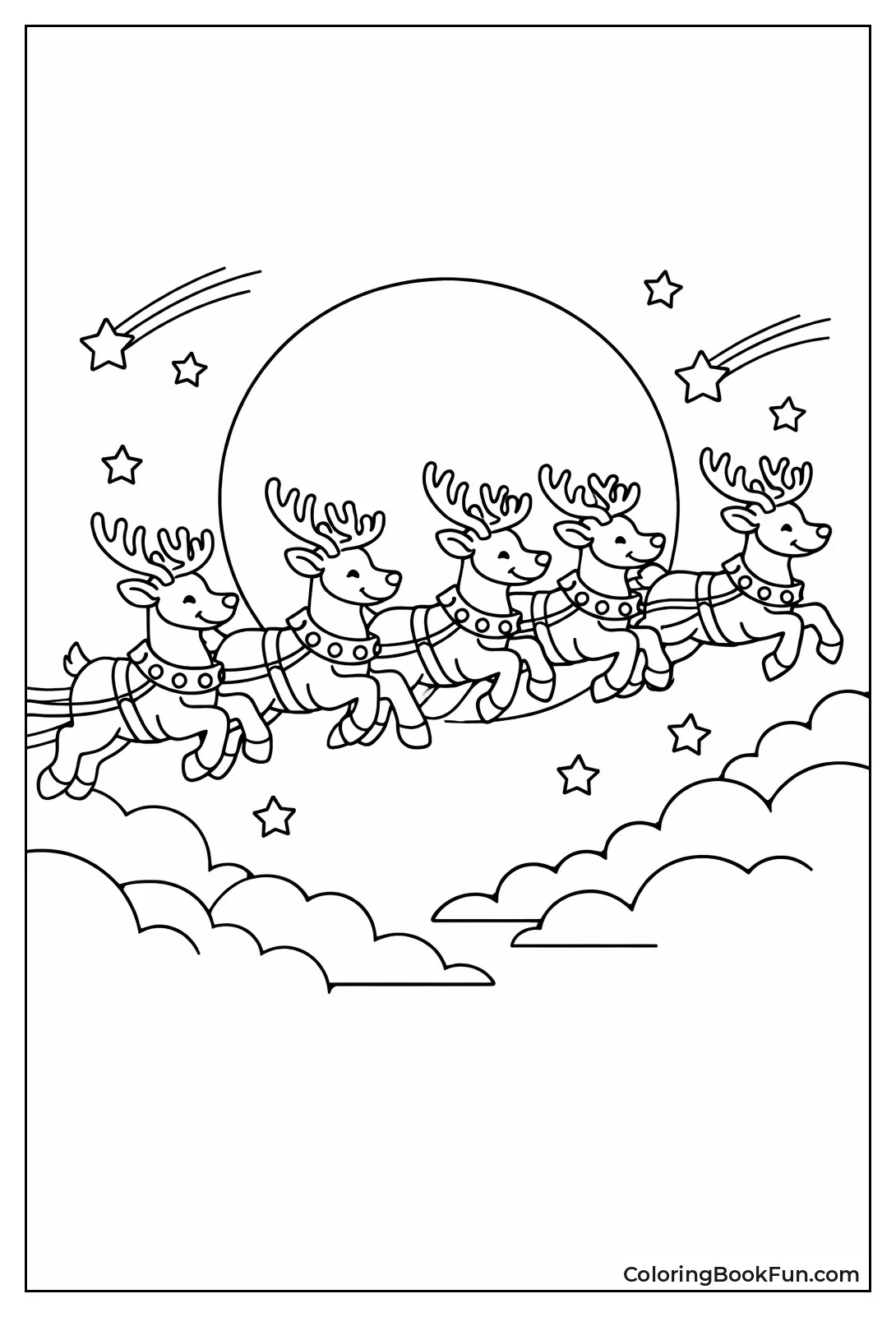 Reindeer Flies under Moon
