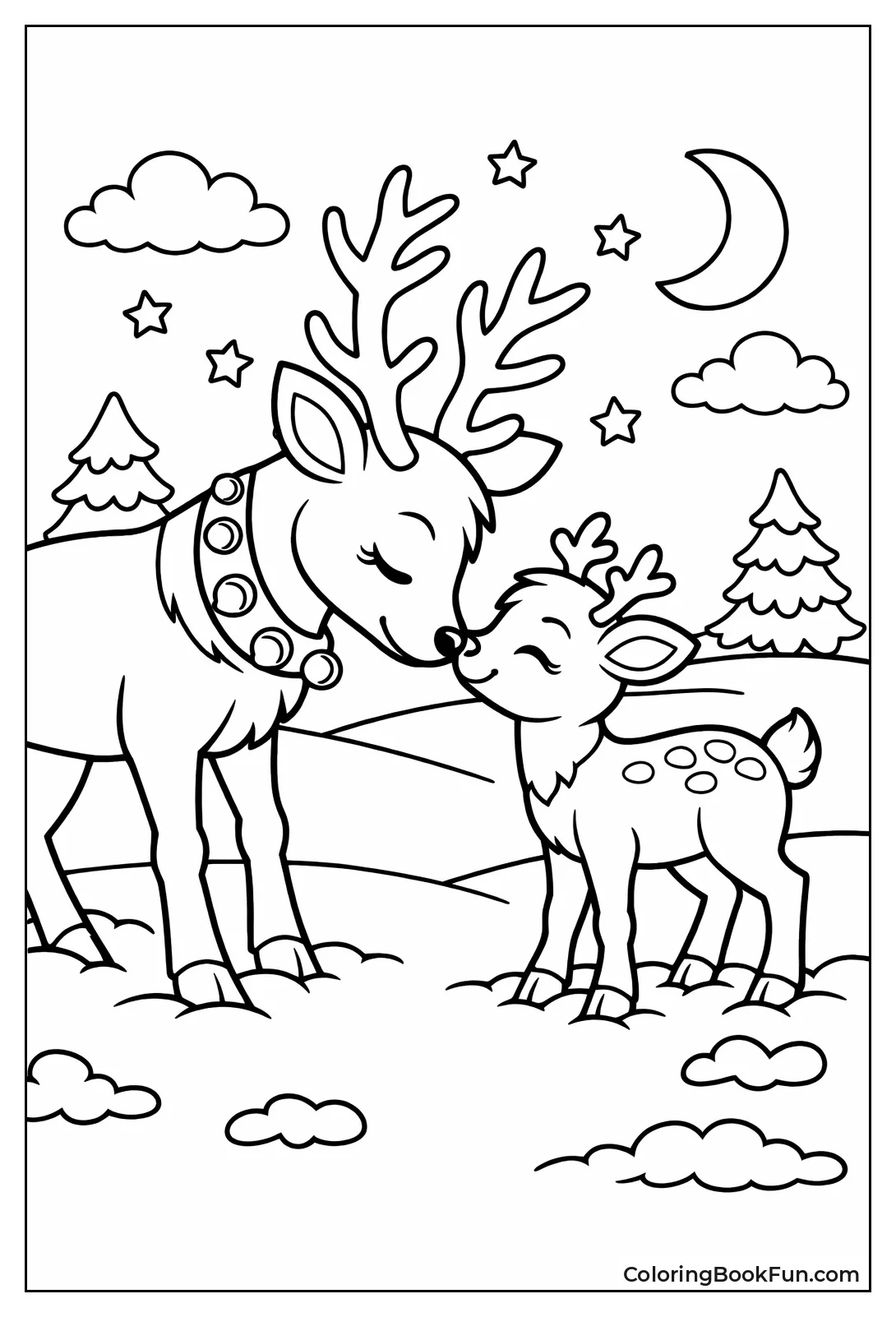 Mother Nuzzles Baby Reindeer