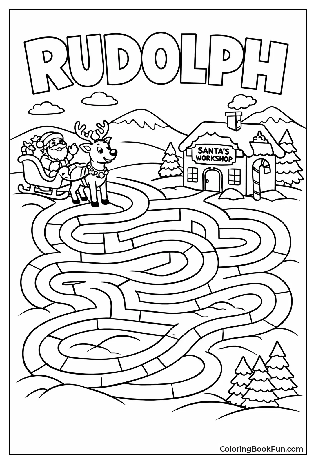 Rudolph Pulls Sleigh Maze