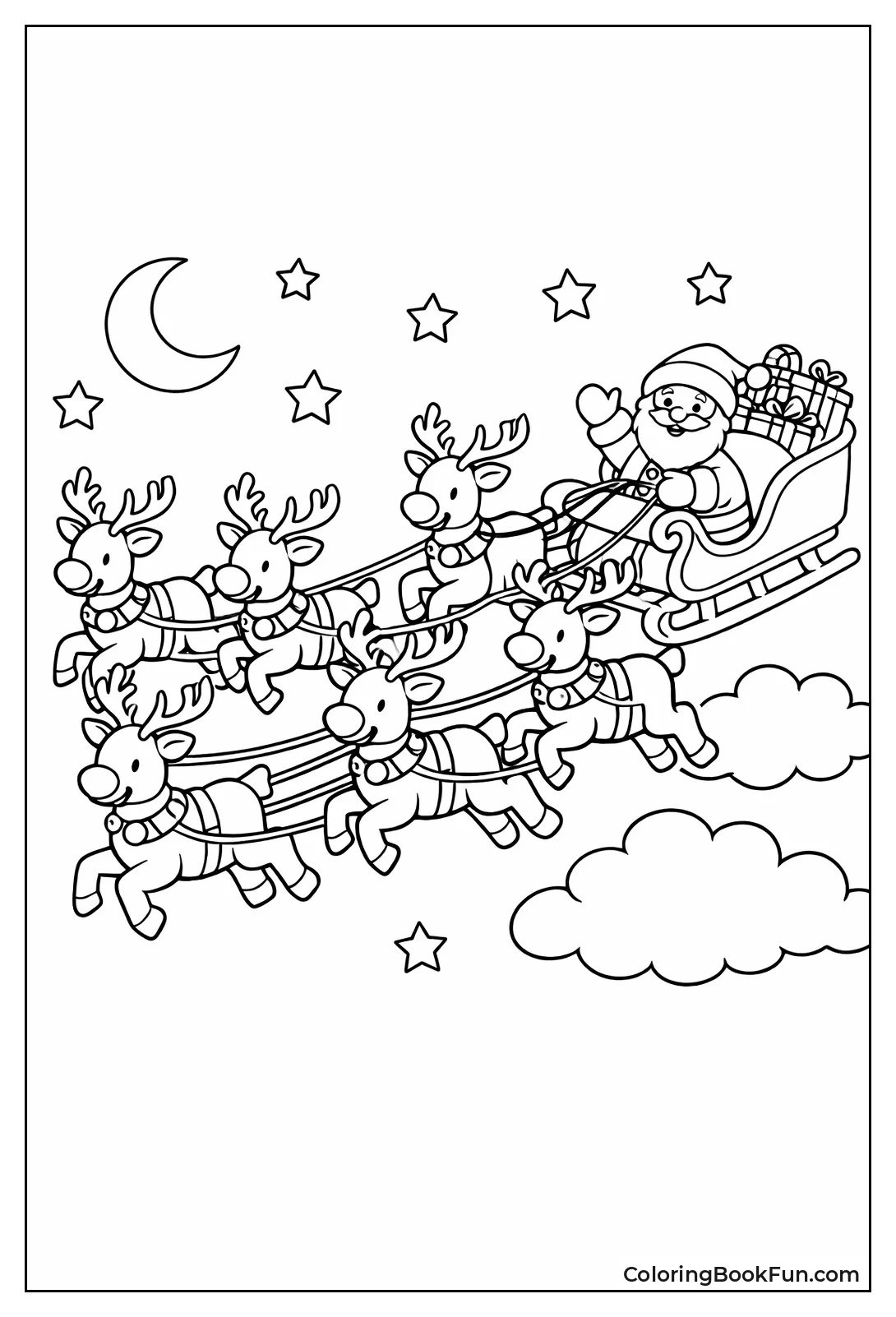 Reindeer Team Pulls Santa Sleigh