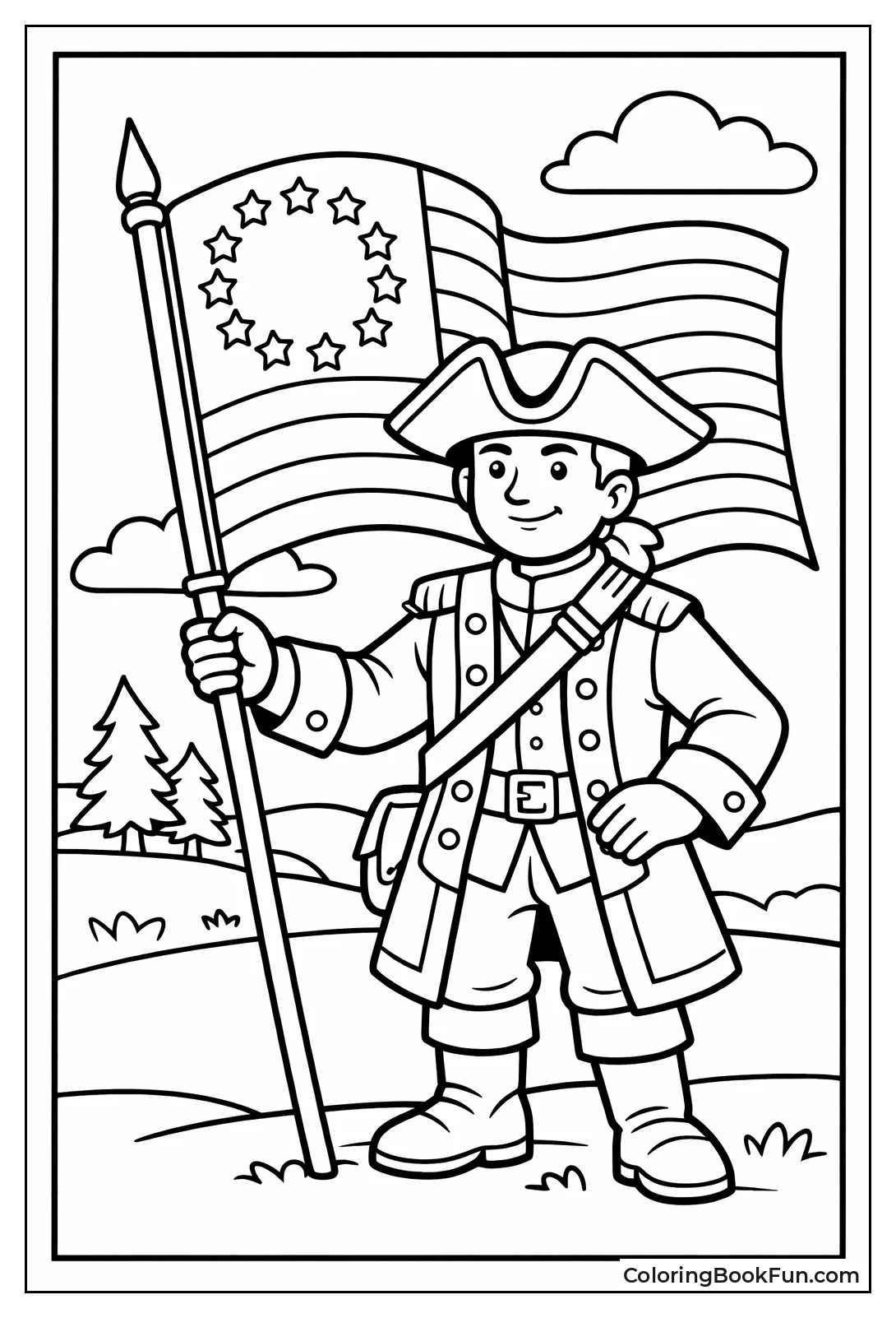 Revolutionary Soldier with Flag