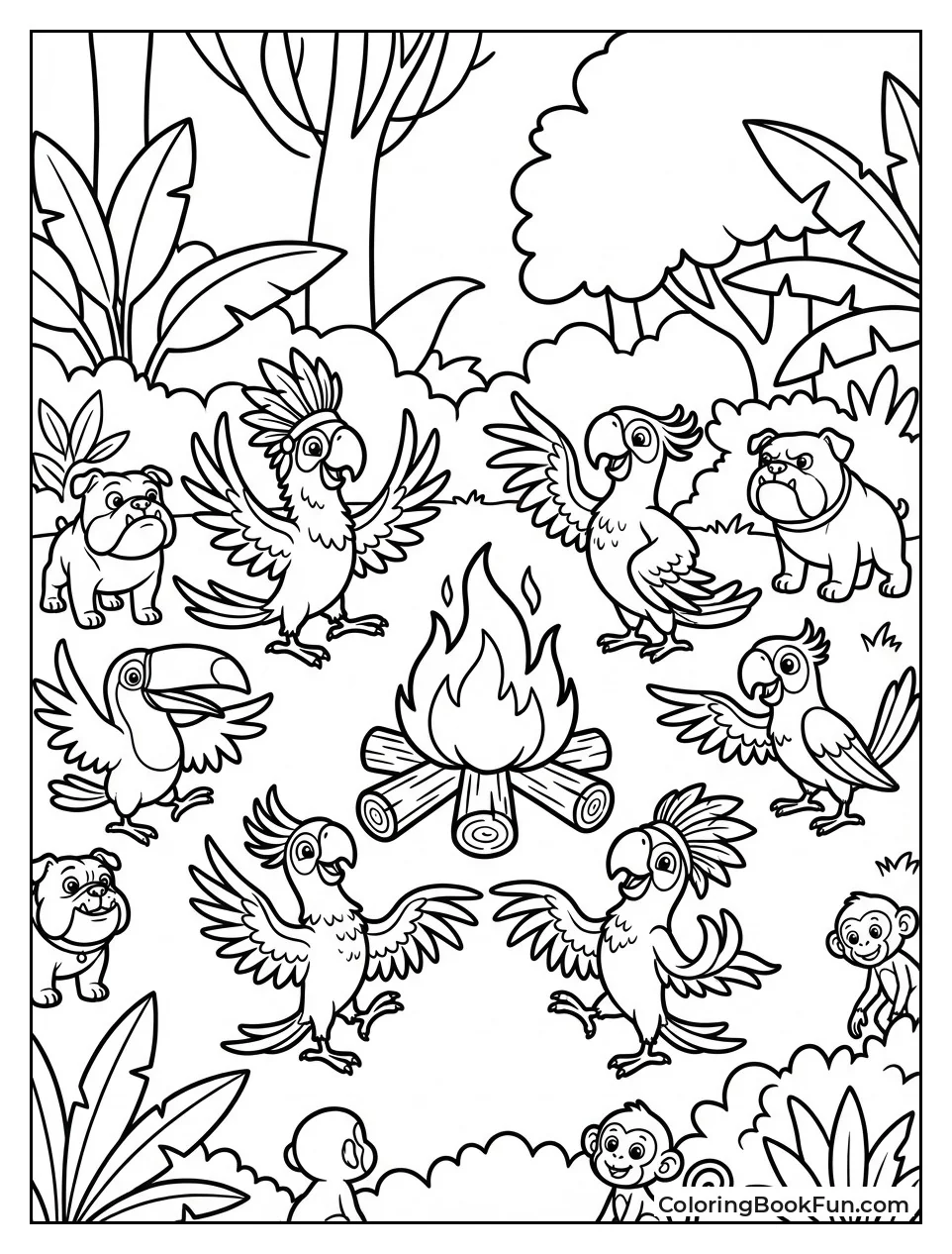 Macaw Tribe Dances Campfire