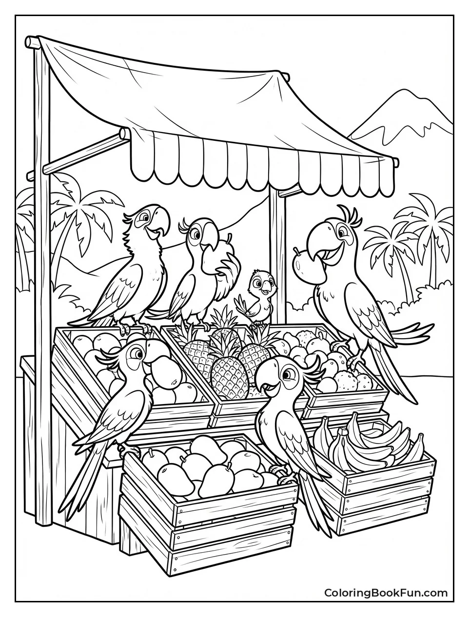 Birds Eat Tropical Fruits