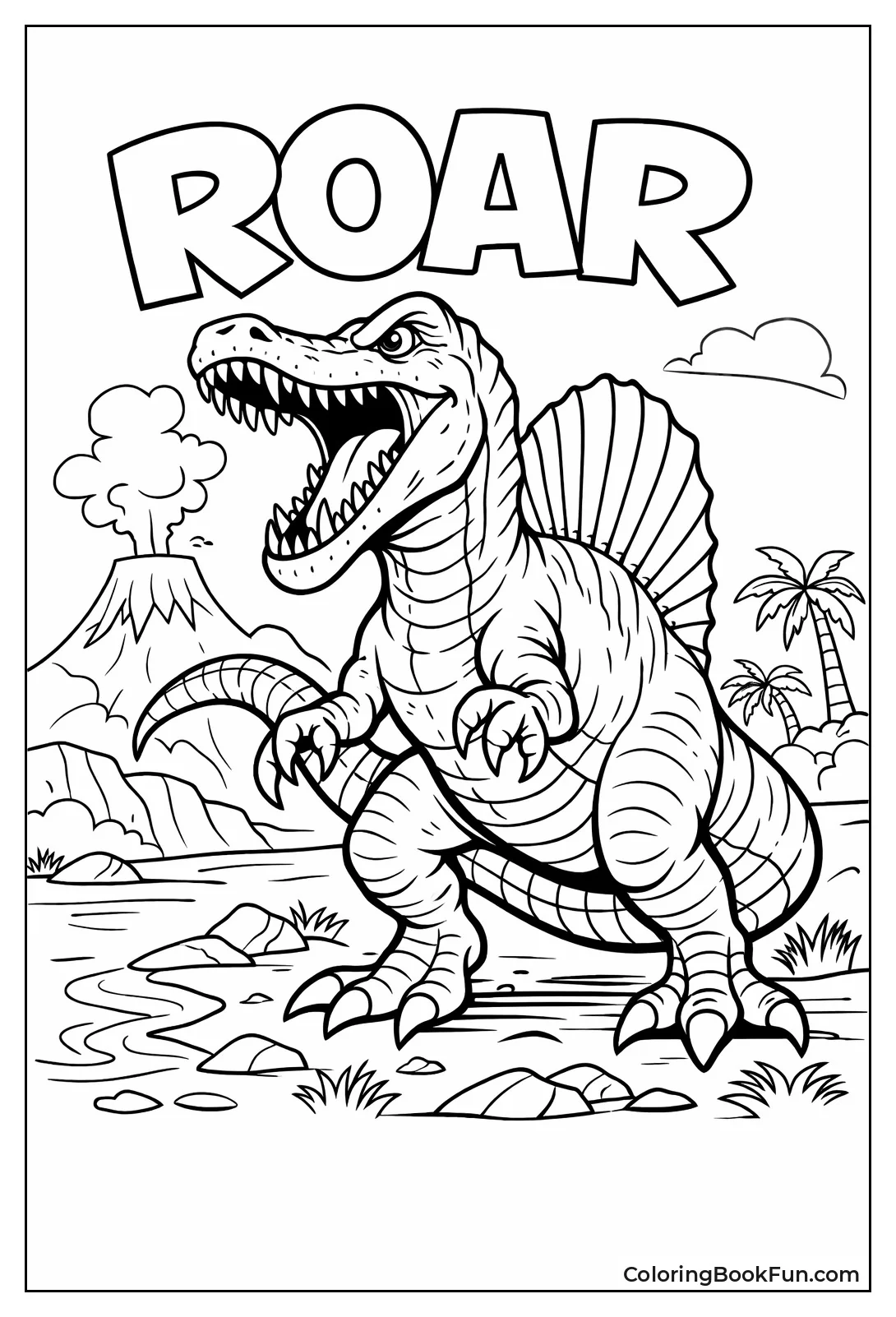 Roaring Spinosaurus with Open Mouth