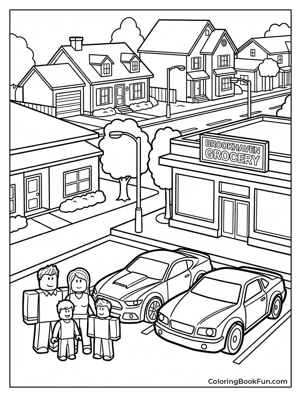 Families Stroll Street Scene