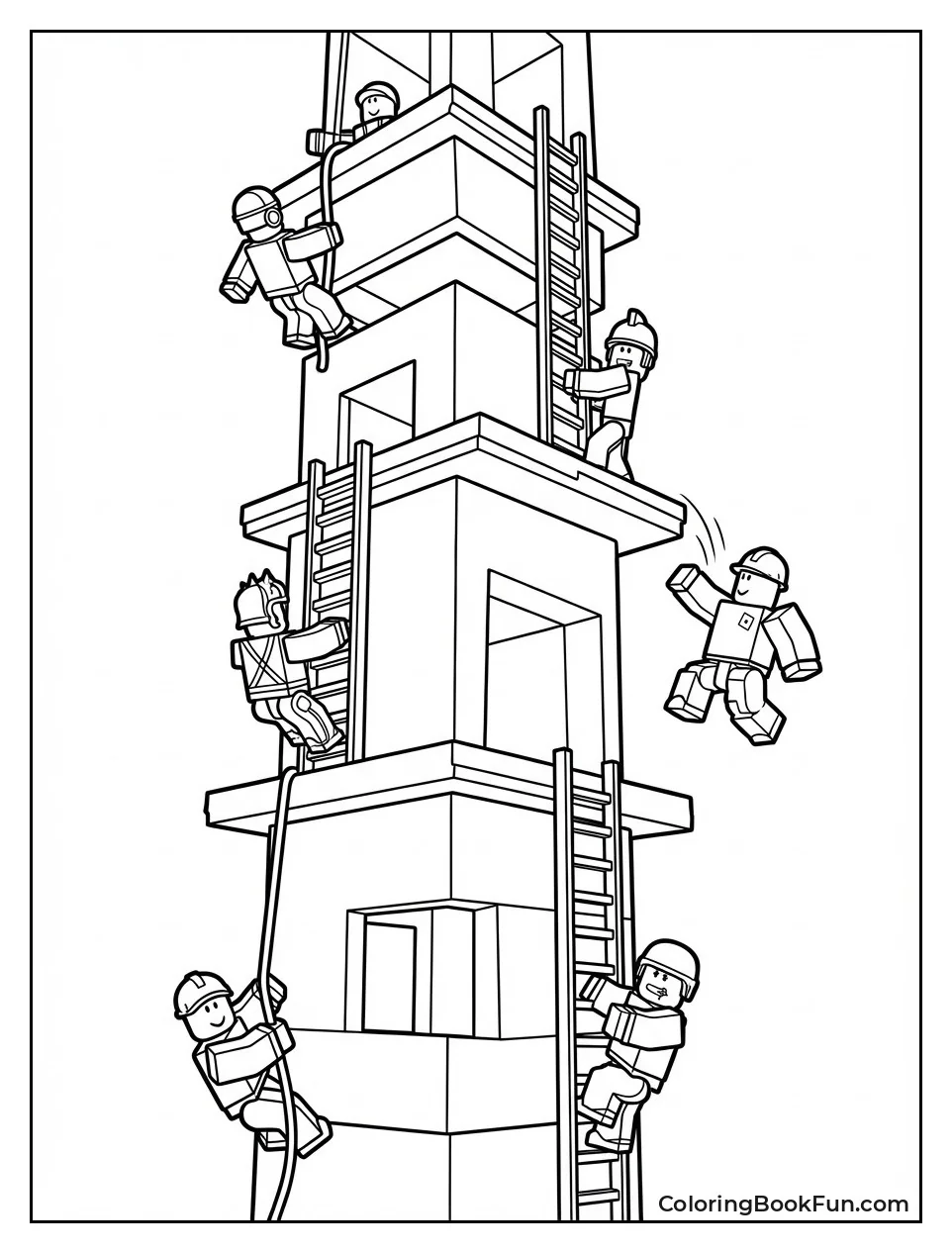 Players Climb Tall Tower