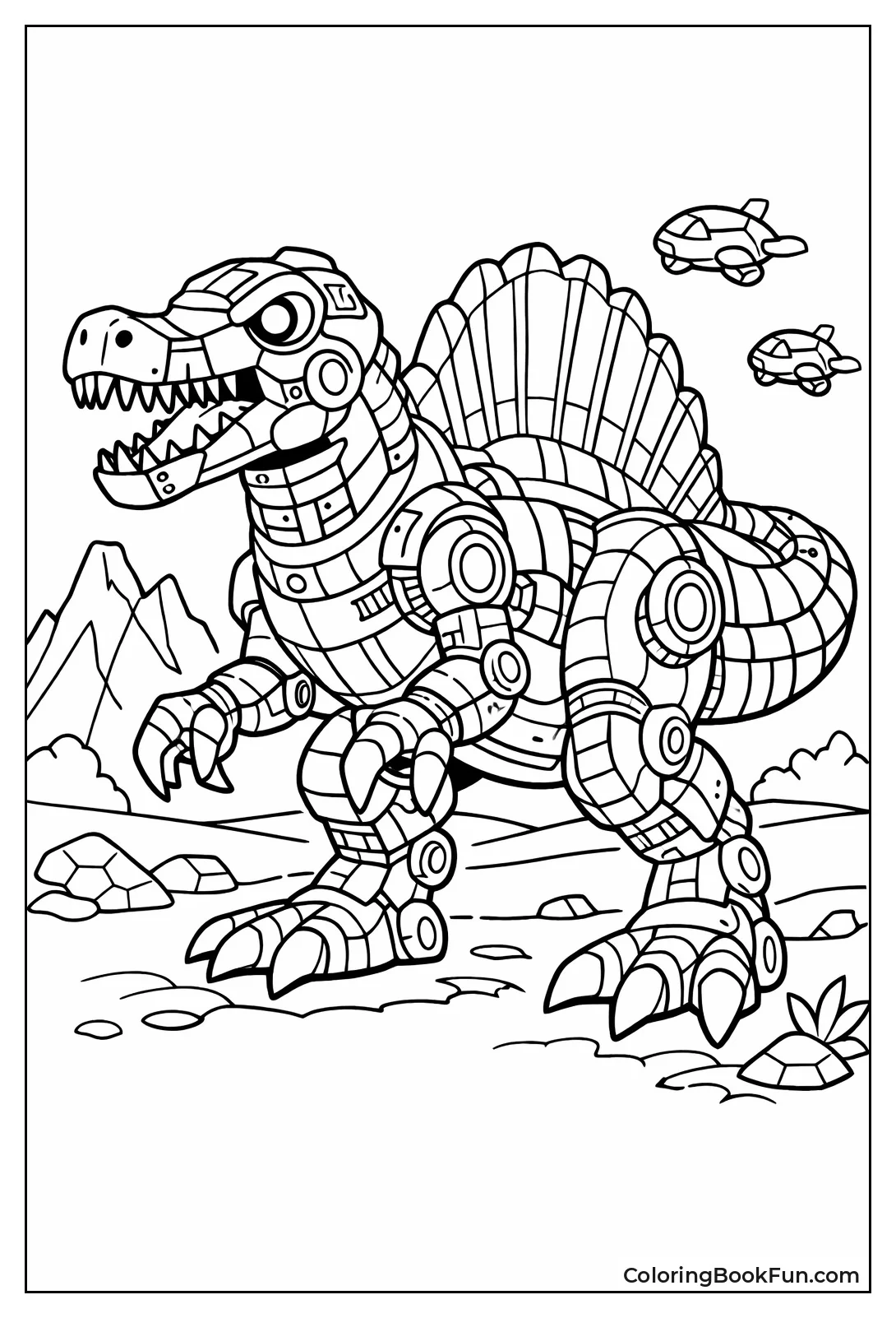 Robot Spinosaurus with Glowing Eyes