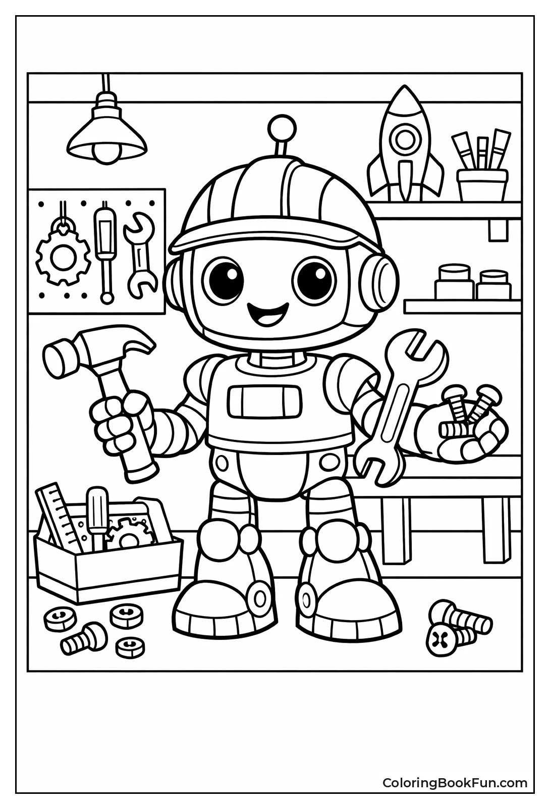 Builder Robot Holds Tools