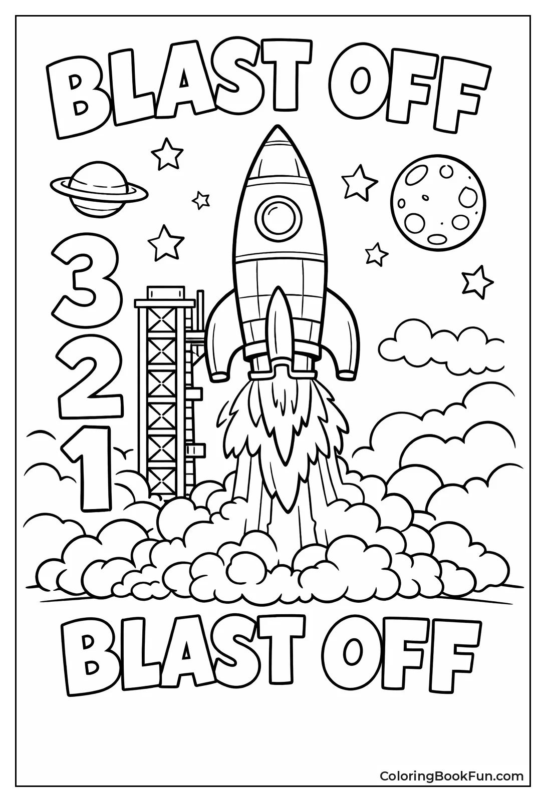 Rocket Blasts Off with Flames